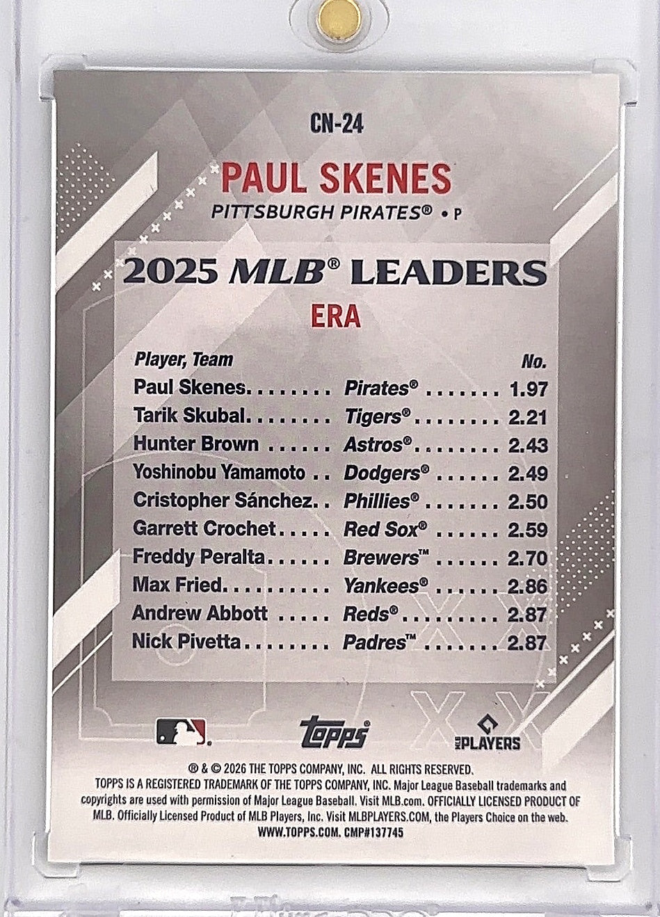 2026 Topps Series 2 Crooked Numbers Paul Skenes [Gold Foil] #CN-24 — back