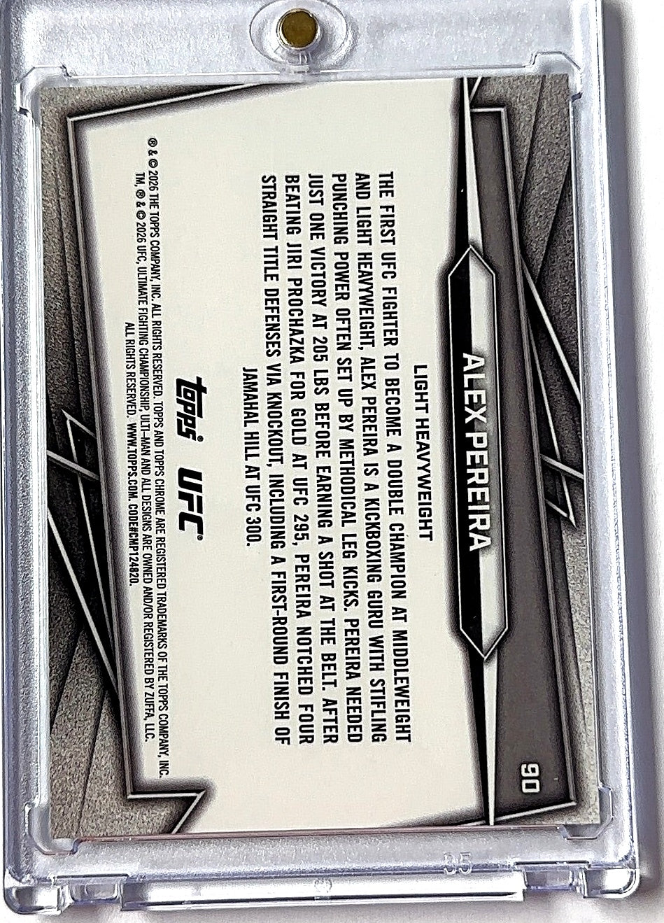 Alex Pereira Topps Chrome /299 — back