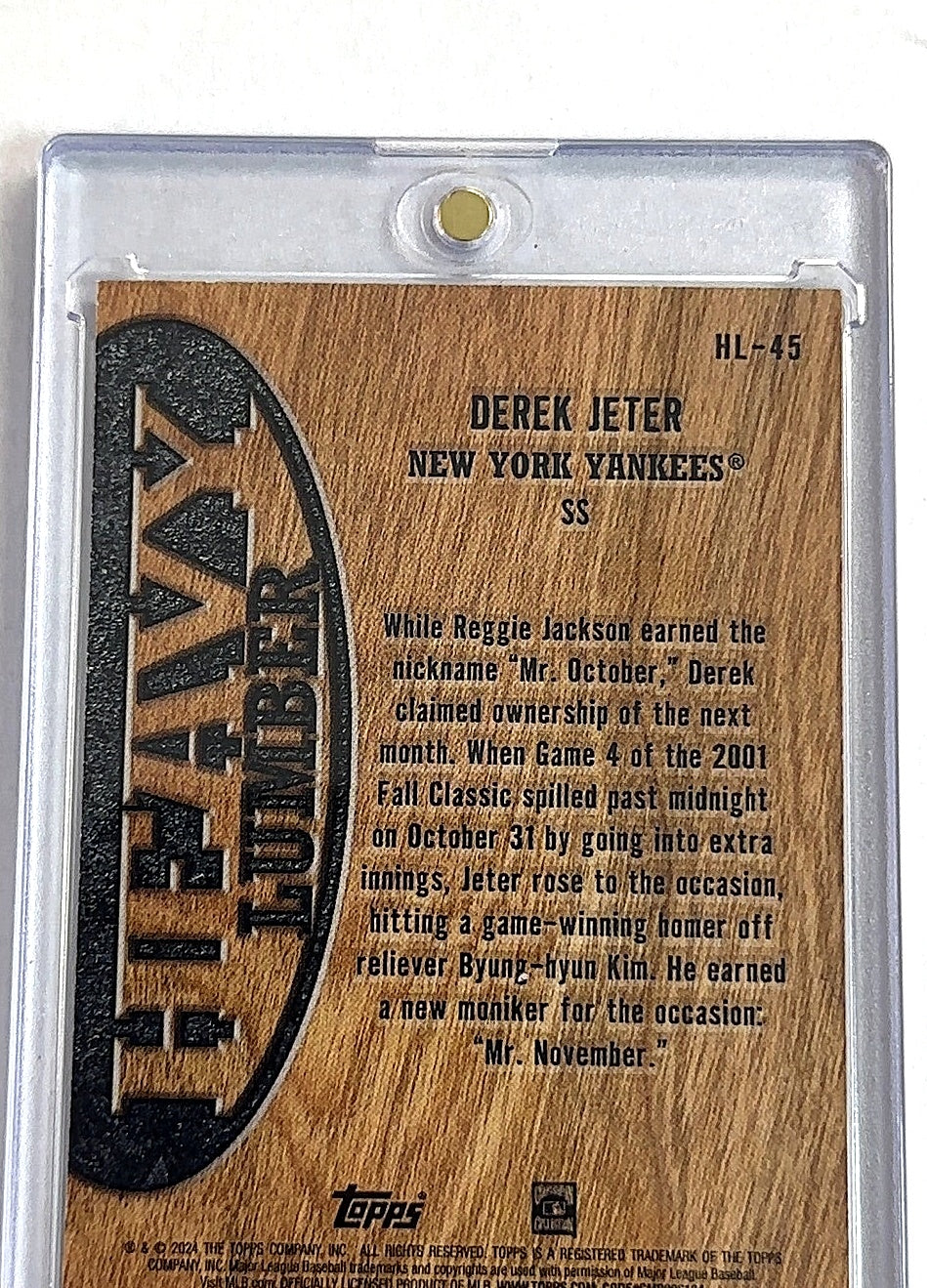 2024 Topps Heavy Lumber Derek Jeter #HL-45 — back