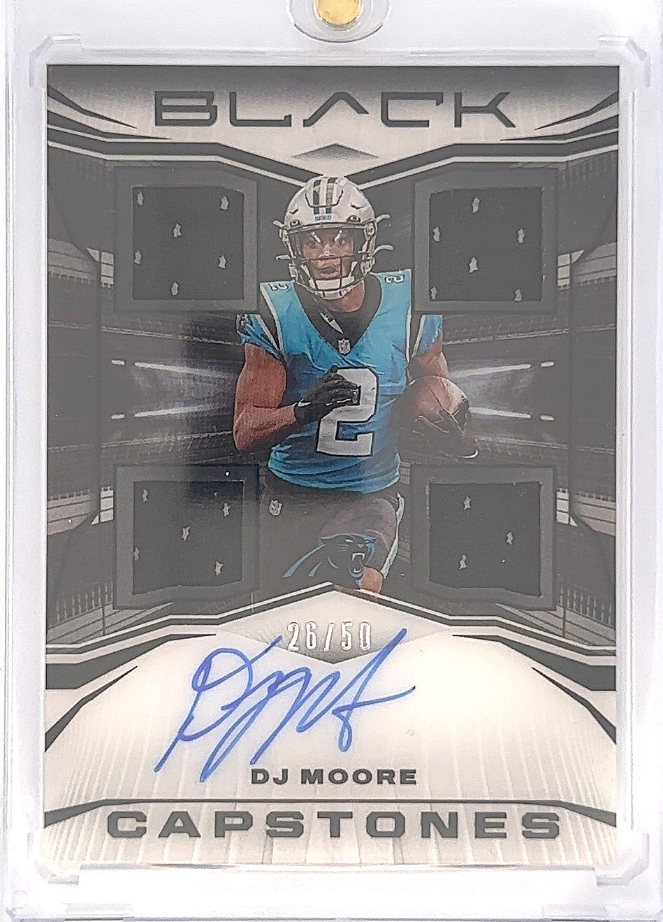 2022 DJ Moore Panini Black Capstones Quad Patch On Card Auto /50 CS-DJM — front