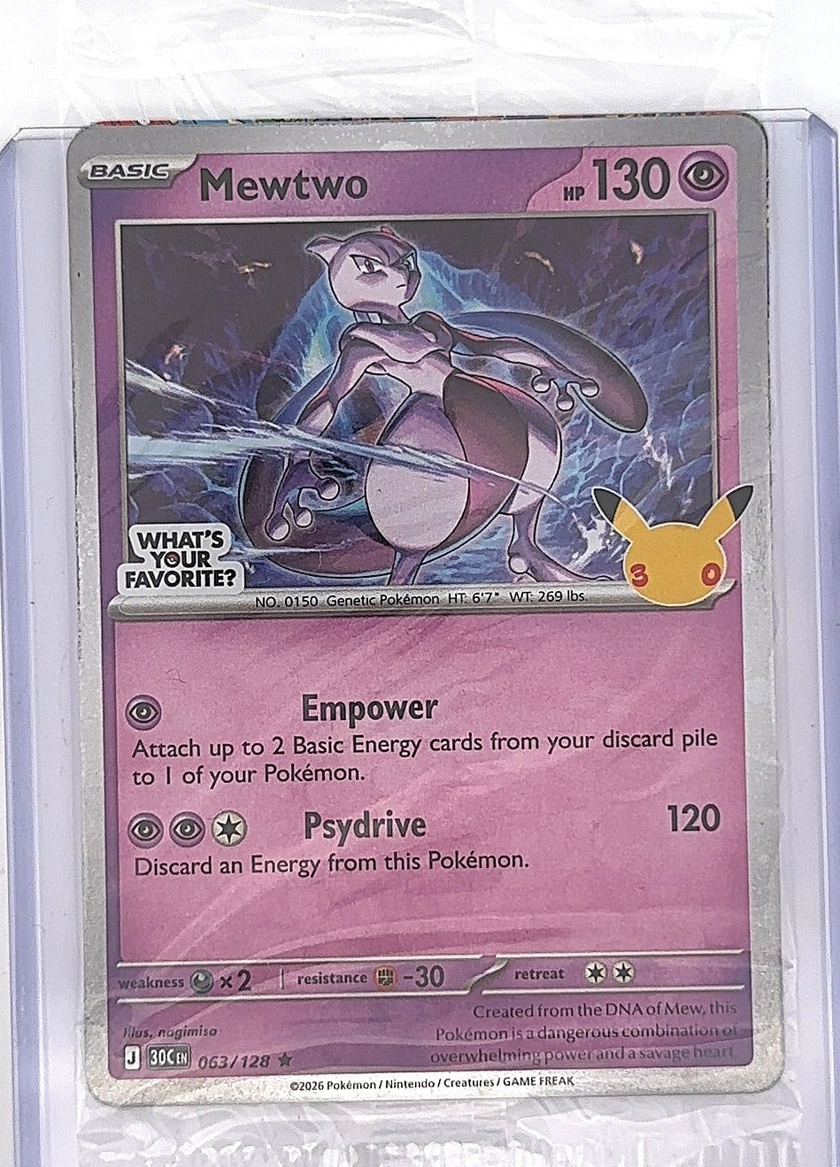 Mewtwo - 063/128 (What's Your Favorite Stamp) #063/128 SEALED — front