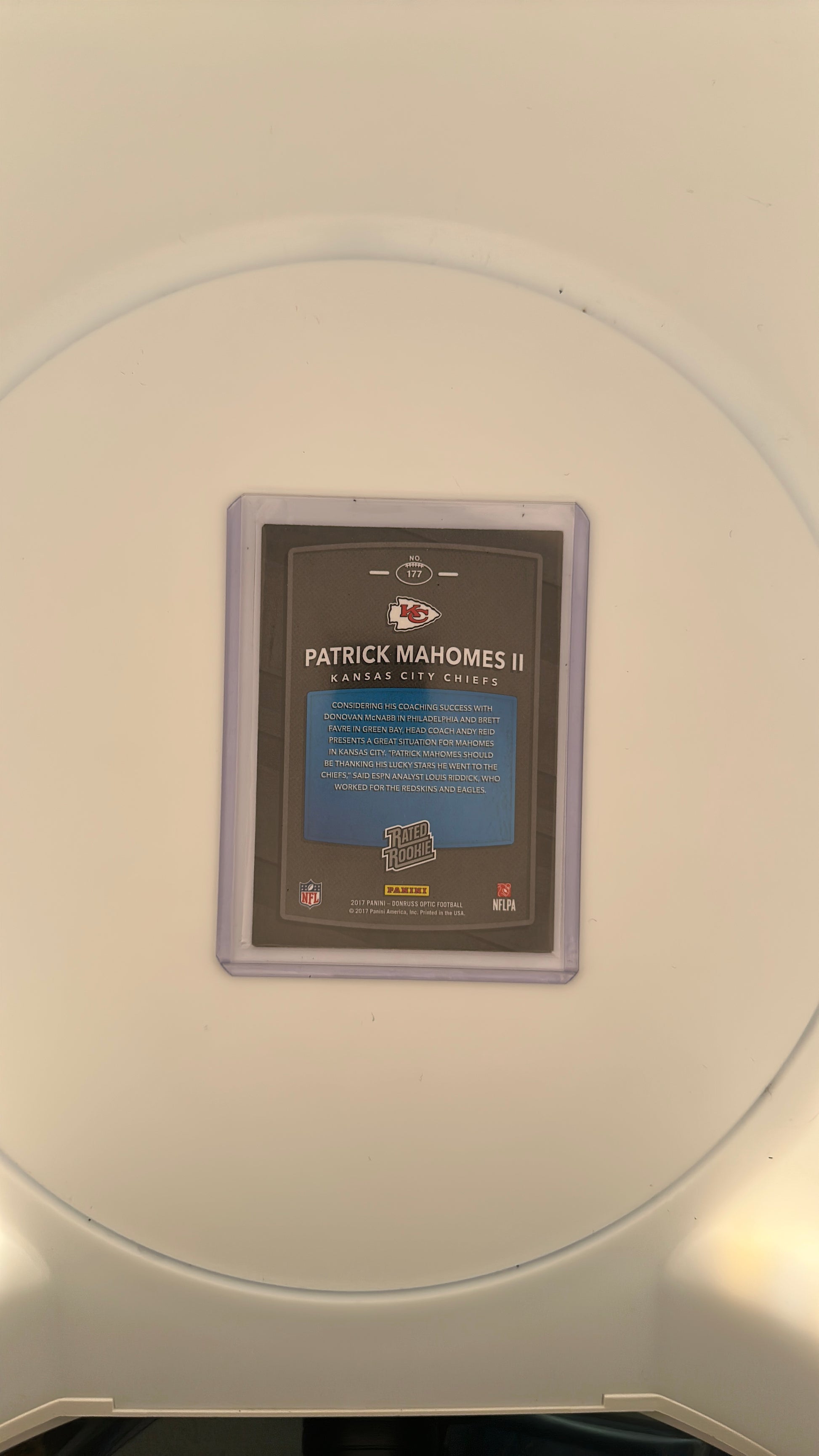 Patrick Mahomes II 2017 Optic Rated Rookie Donruss Optic — back