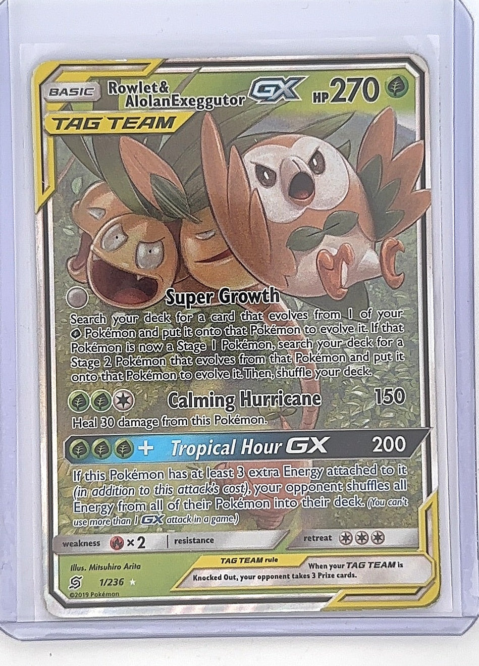 Rowlet & Alolan Exeggutor GX #1/236 — front