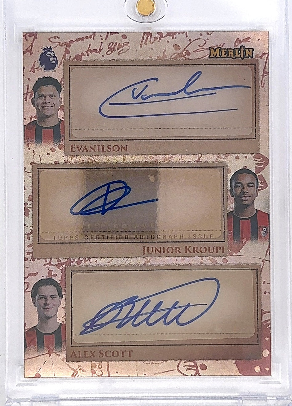 2026 Premier League Merlin Triple Auto Evanilson, Kroupi, Scott #ST-SKS — front