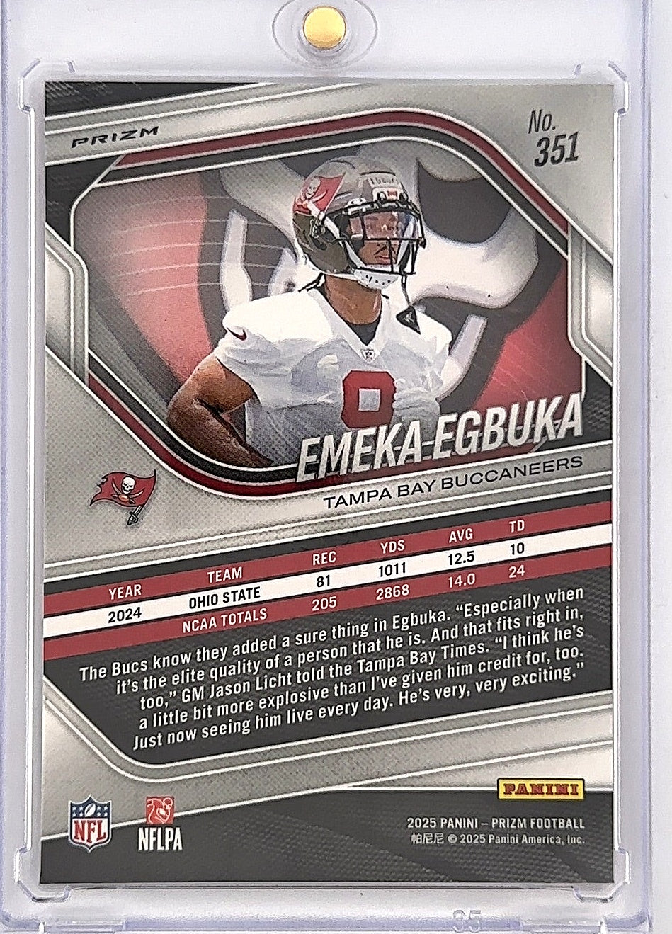 2025 Panini Prizm Emeka Egbuka [Red] #351 — back