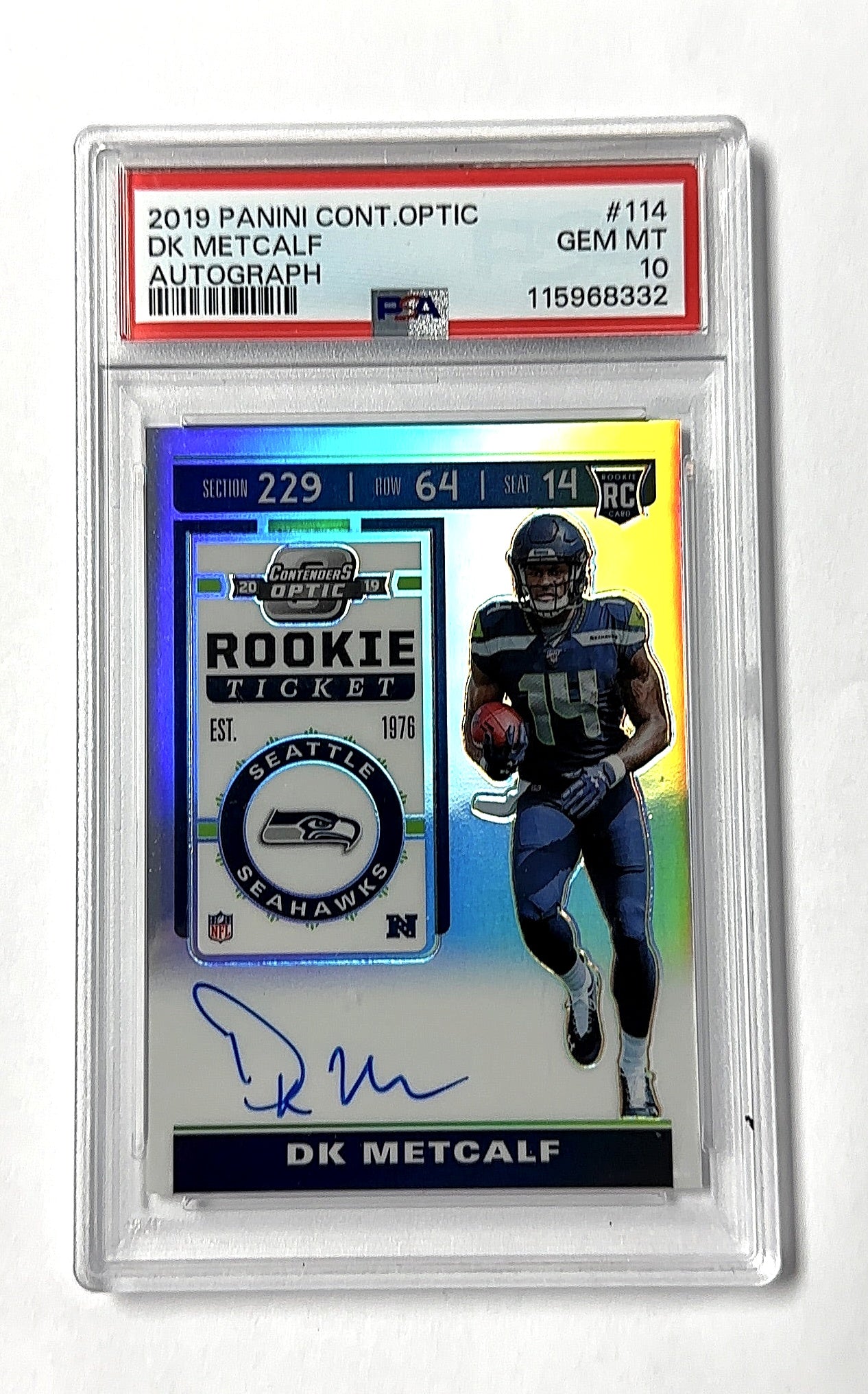 2019 Panini Contenders Optic DK Metcalf [Autograph] #114 RC AUTO — front