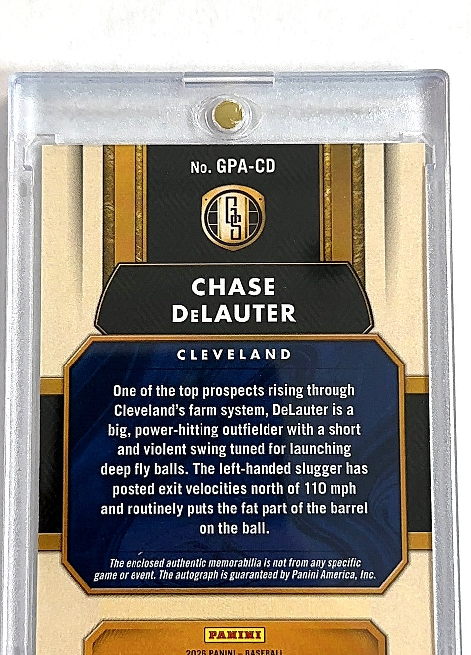 Chase DeLauter Gold Standard RPA /25 — back
