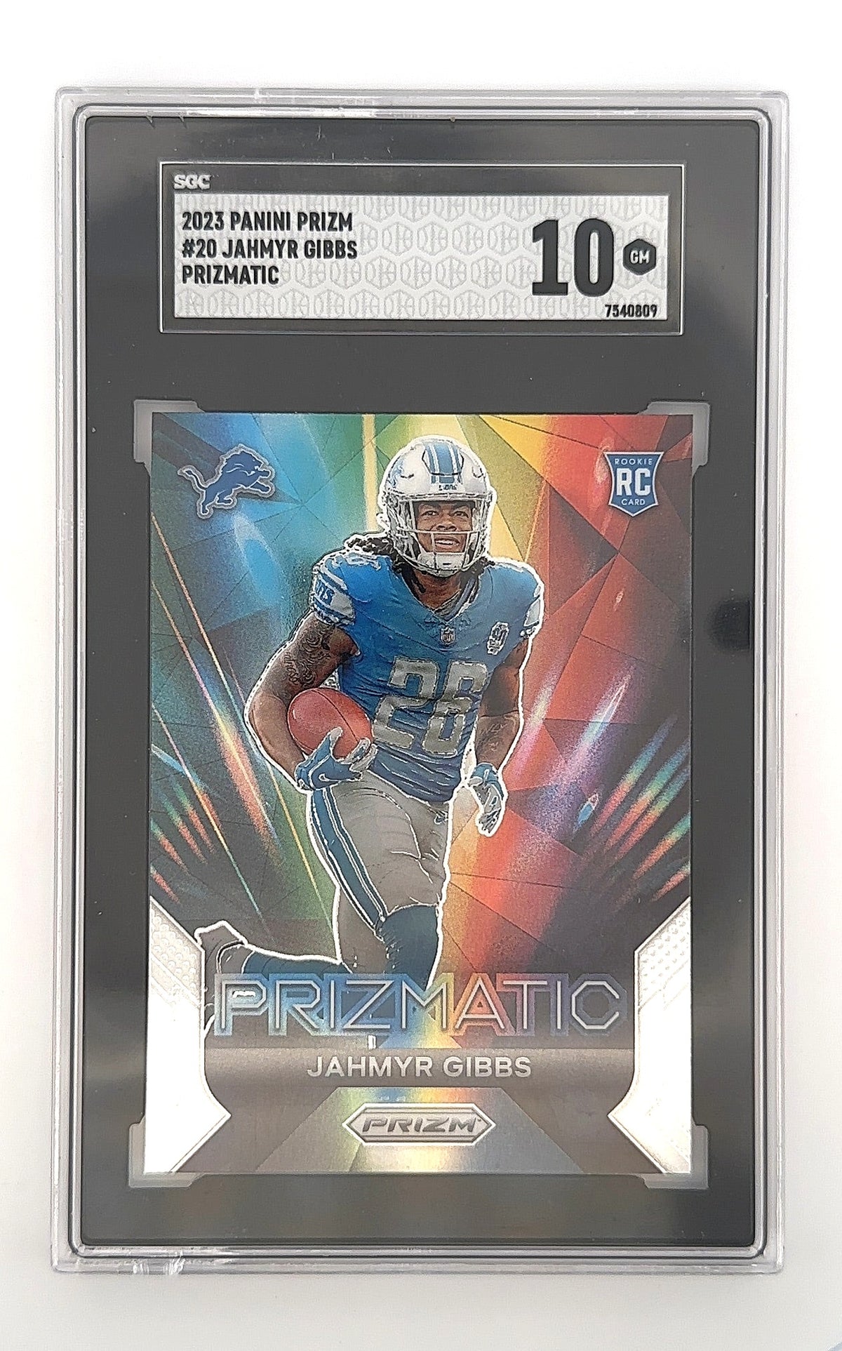 2023 Panini Prizm Prizmatic Jahmyr Gibbs #20 SGC Gem Mint 10 — front