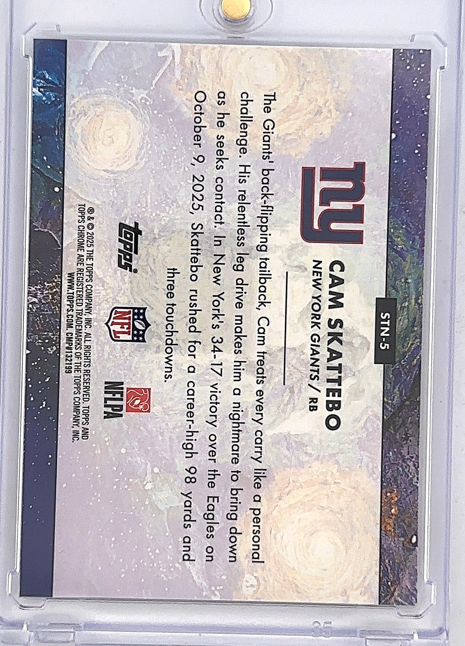 2025 Topps Cosmic Chrome Stars in the Night Cam Skattebo #STN-5 — back