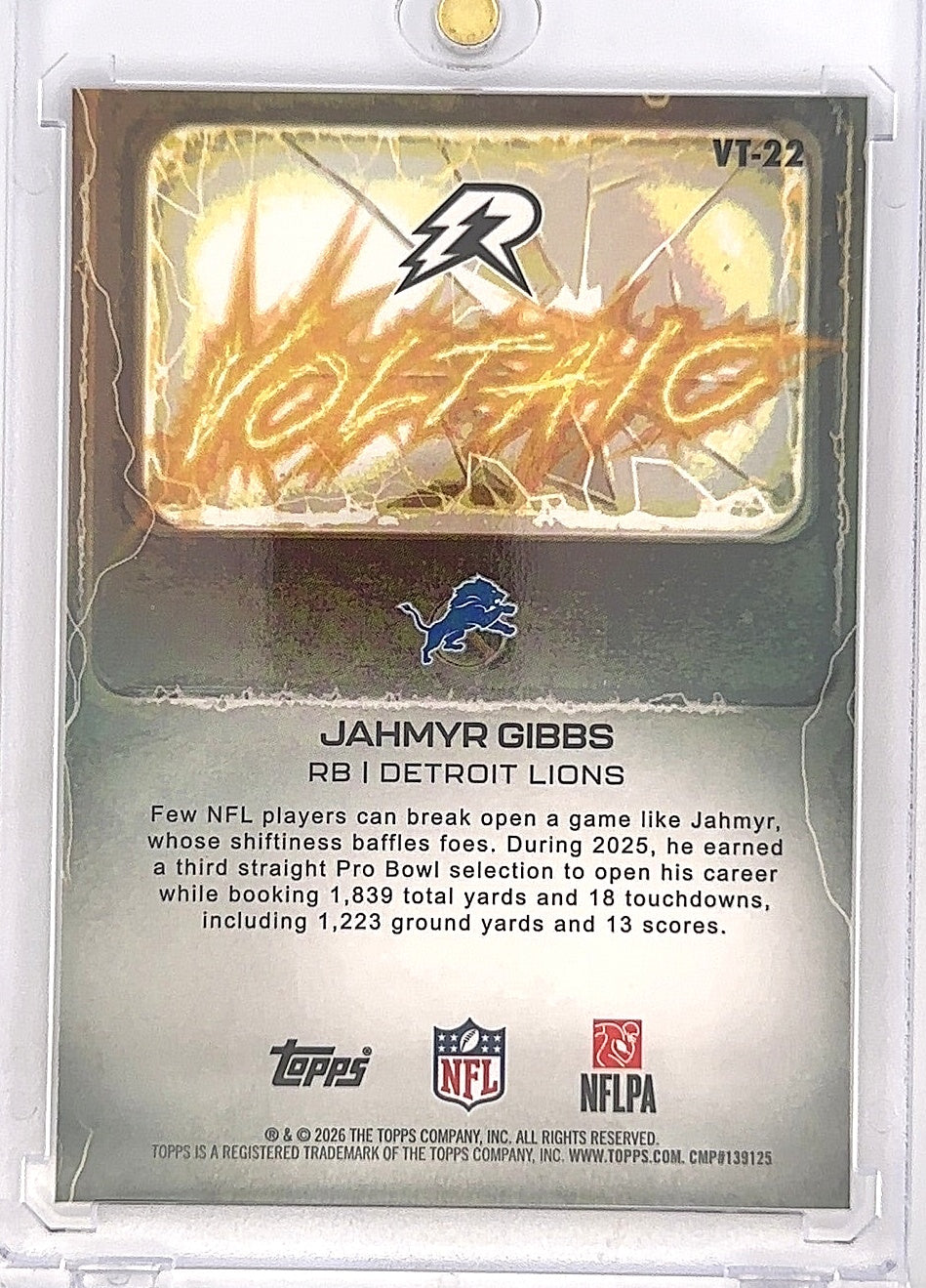 2025 Topps Resurgence Voltaic Jahmyr Gibbs /75 [Purple Surge] #VT-22 — back