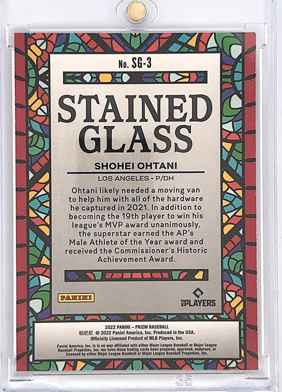 2022 Panini Prizm Stained Glass Shohei Ohtani #SG-3 — back