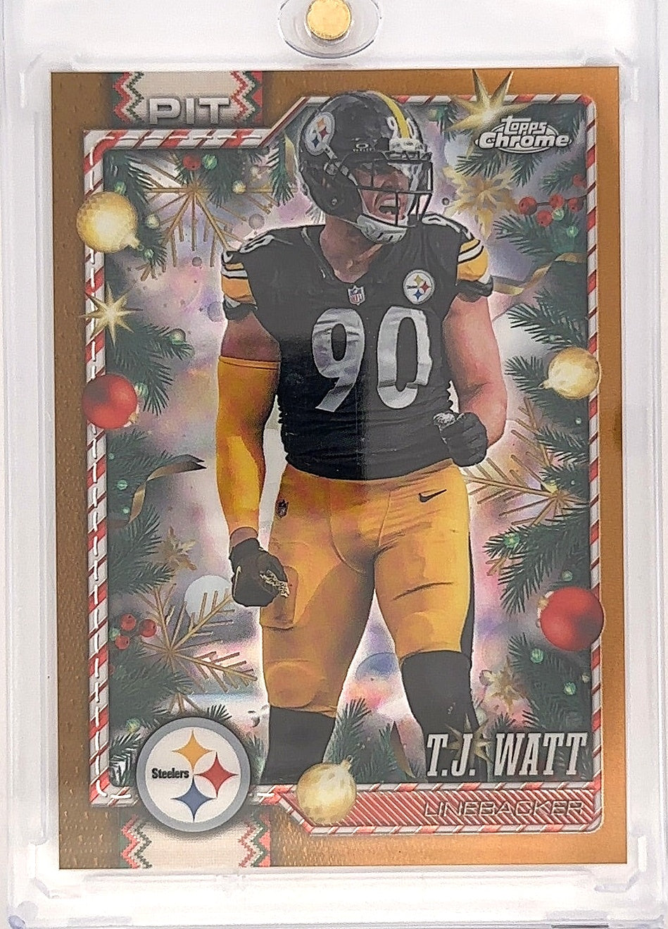 2026 Topps Holiday T.J. Watt [Gold Refractor Chrome] #86 — front
