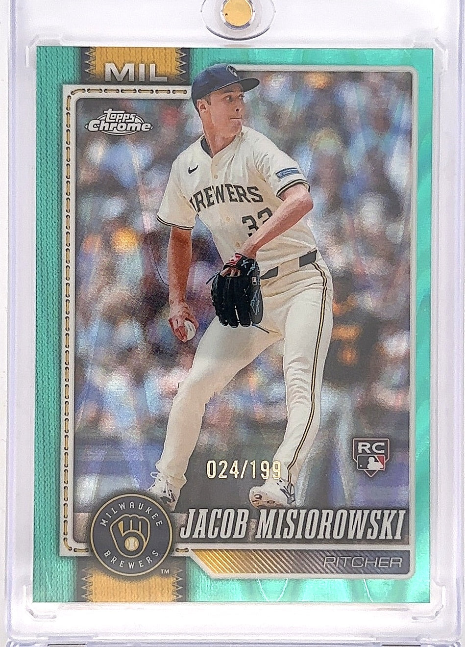2026 Topps Chrome Jacob Misiorowski [Aqua Raywave Refractor] #196 — front