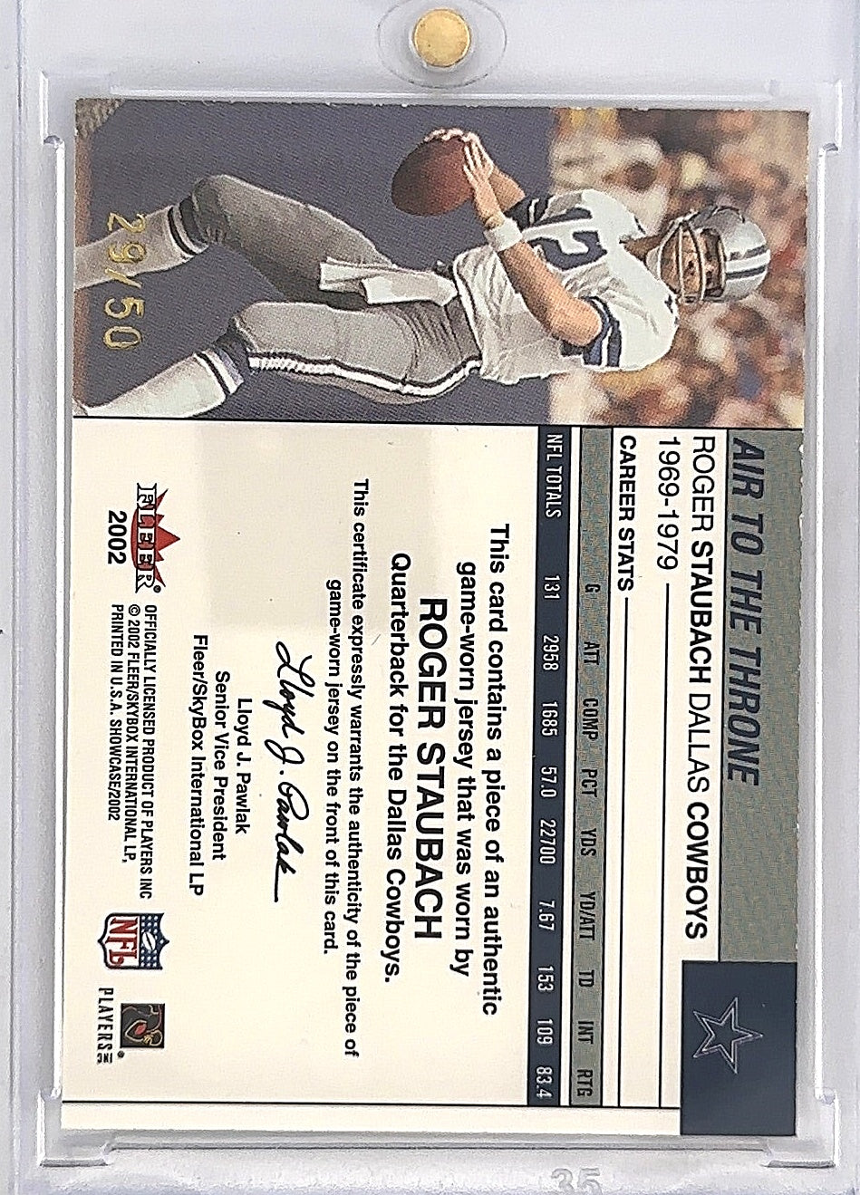 Roger Staubach Air To The Throne — back