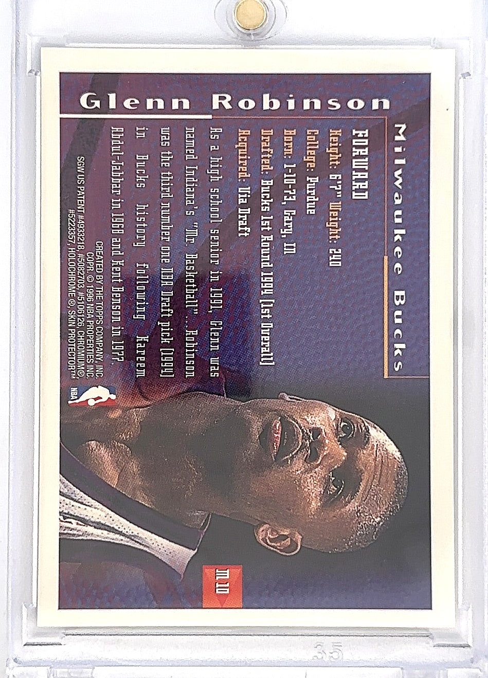 1995 Finest Mystery Glenn Robinson [Borderless Refractor] #M10 — back