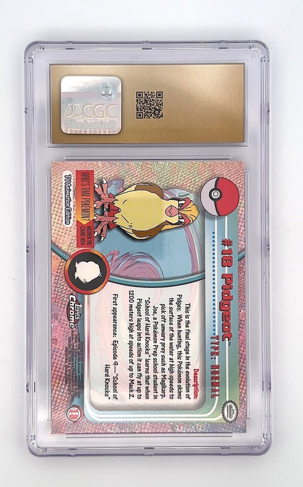 Pidgeot Topps Chrome 2000 CGC PRISTINE 10 — back