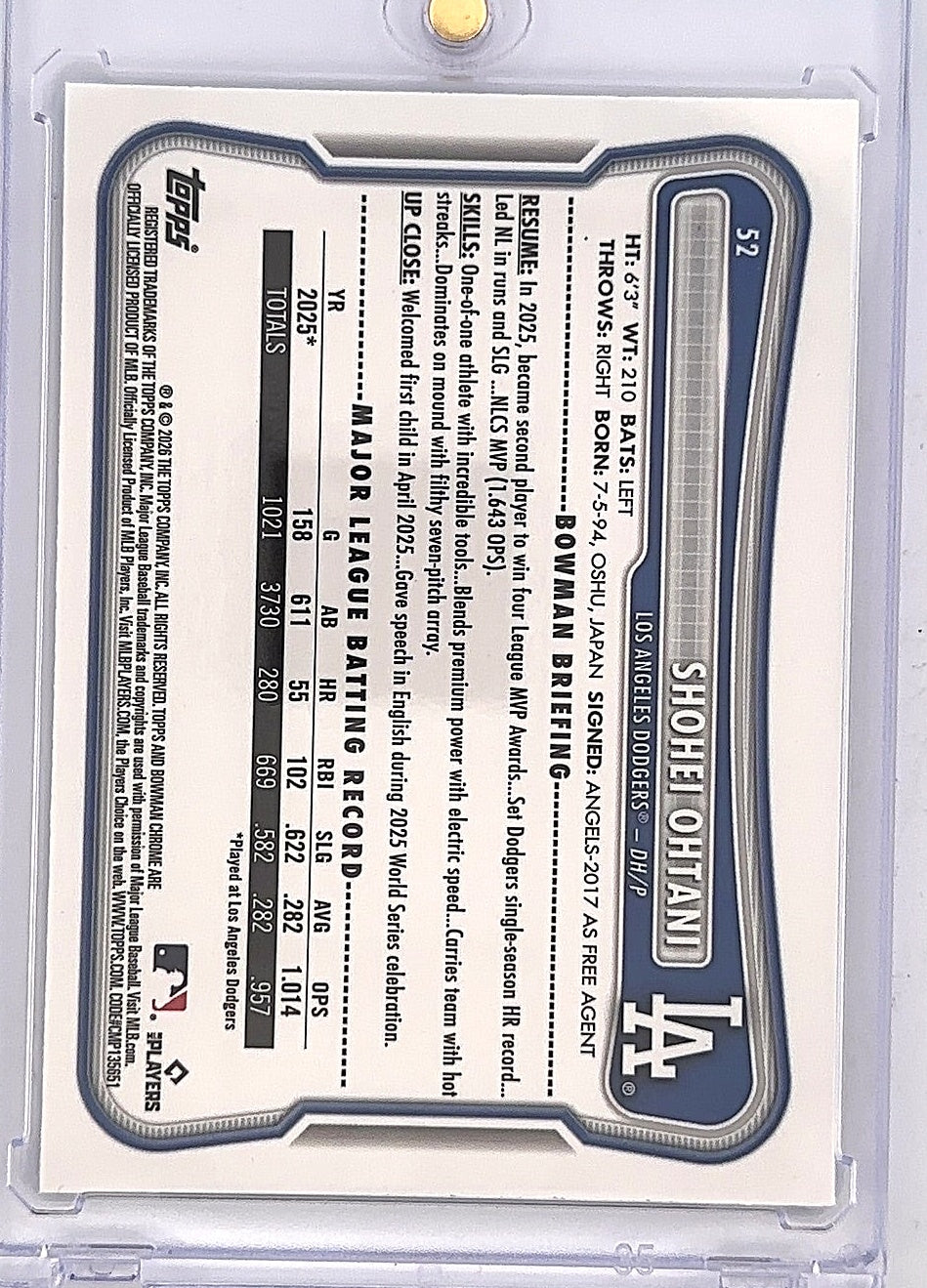 2026 Bowman Shohei Ohtani [Mojo] #52 — back