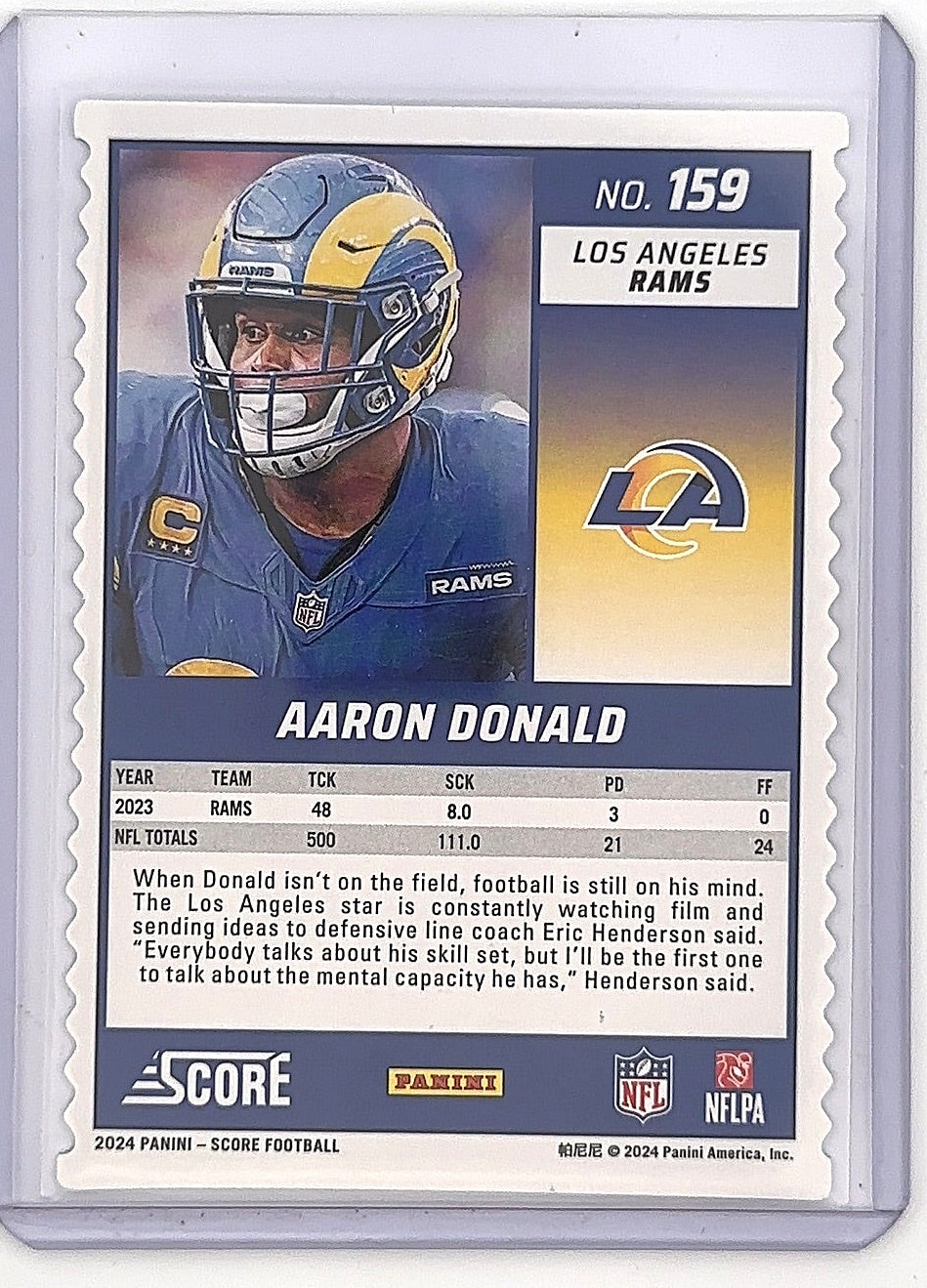 Aaron Donald Score Die-Cut /10 — back