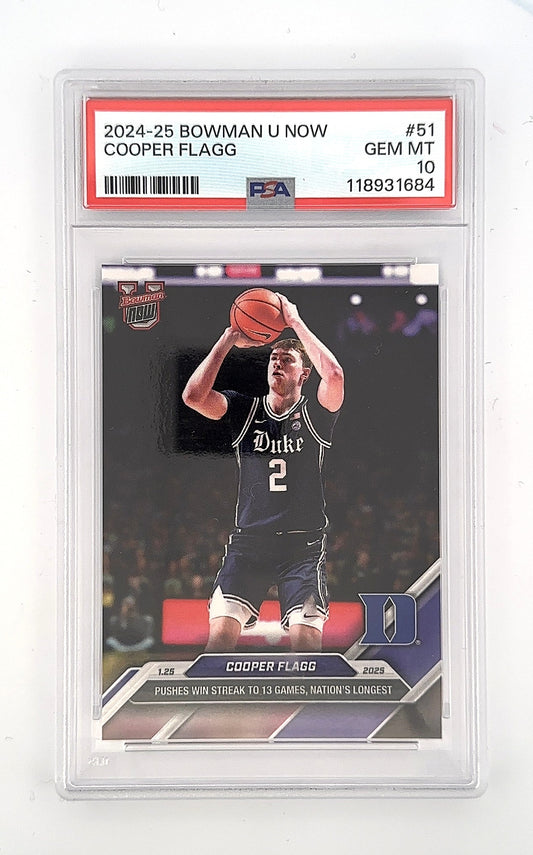 2024-25 Cooper Flagg Bowman U Now #51 PSA GEM MT 10 — front
