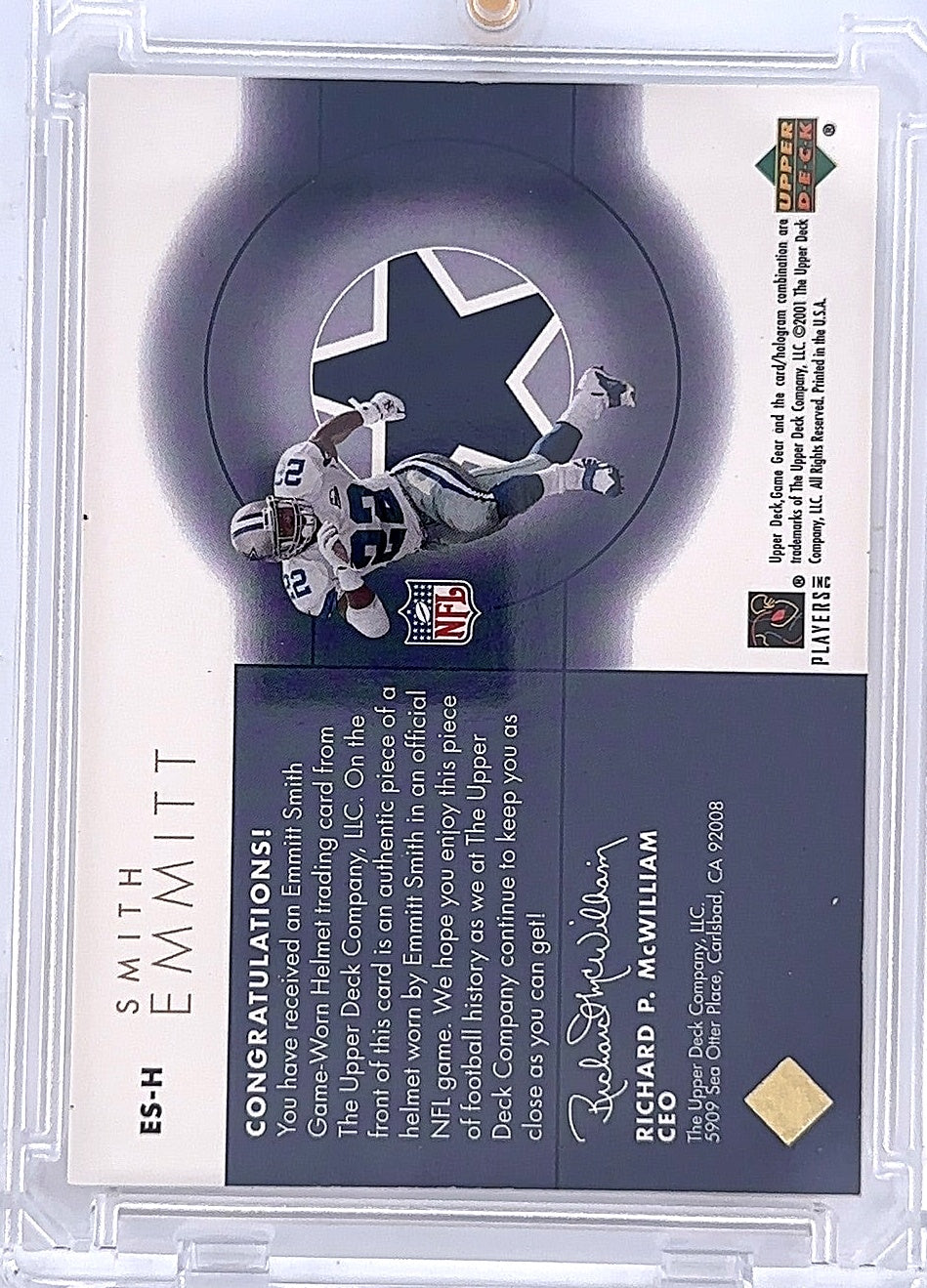 Emmitt Smith Game Gear Helmets Upper Deck — back