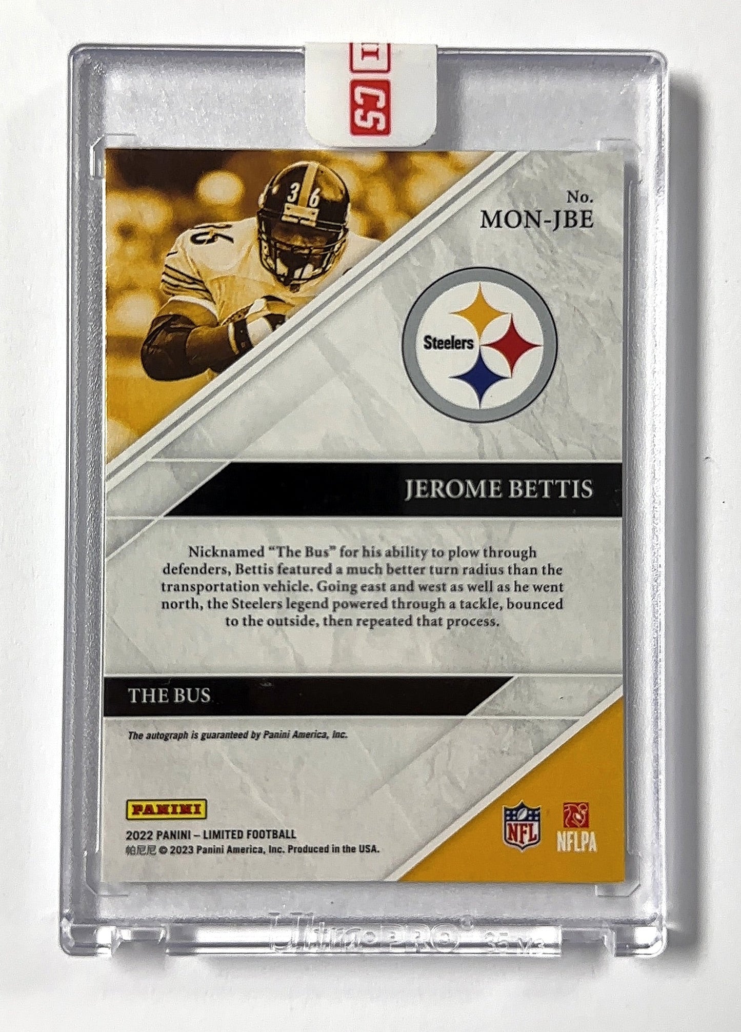 Jerome Bettis Limited Auto /10 Limited Monikers — back
