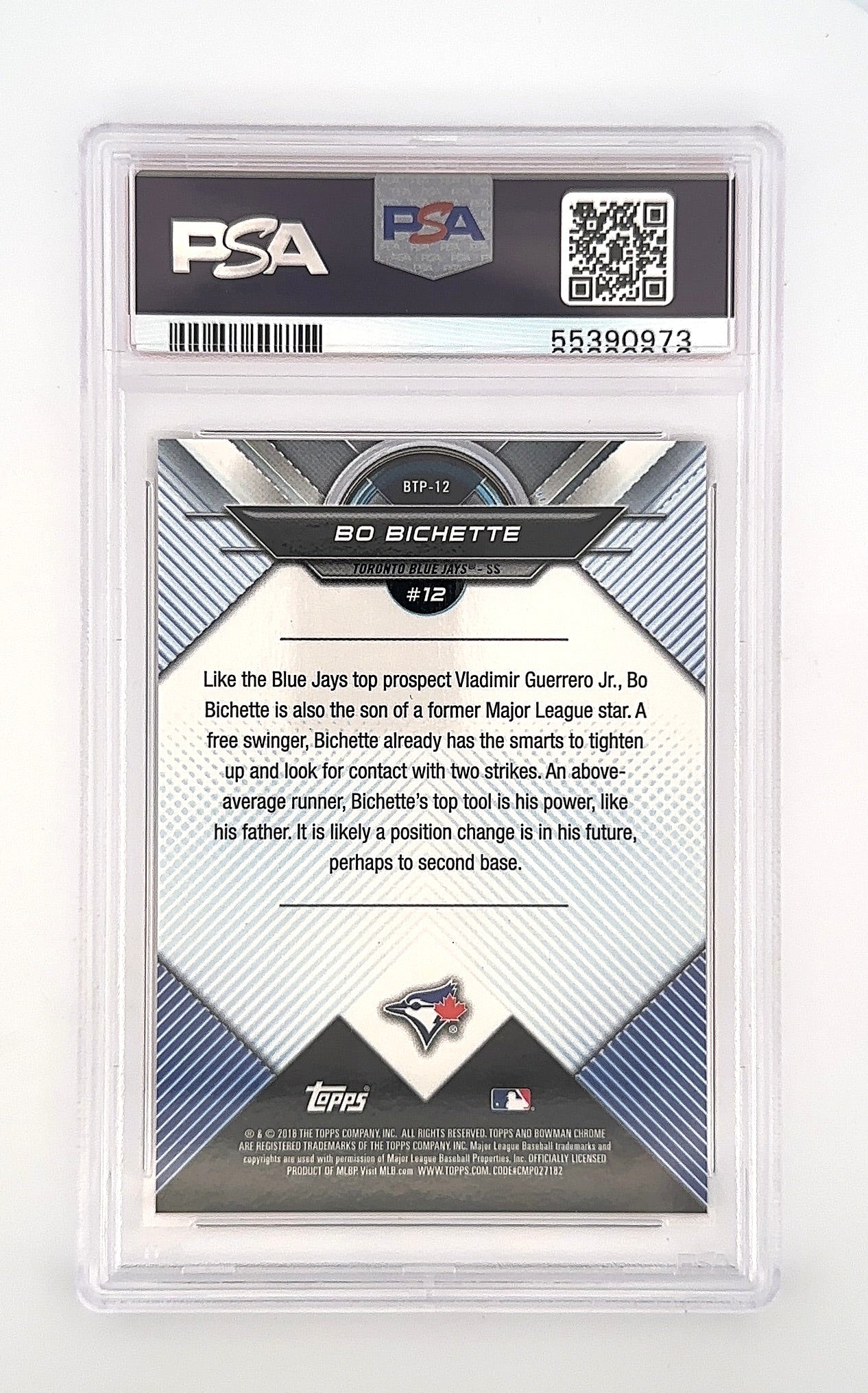 2018 Bowman Scouts' Top 100 Bo Bichette /25 #BTP-12 PSA 10 — back