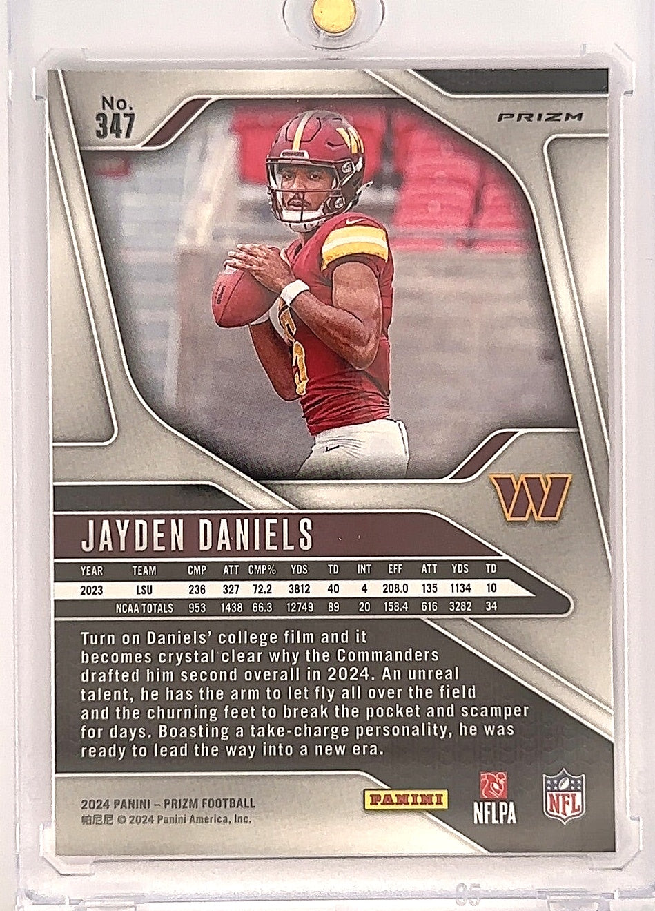 2024 Panini Prizm Jayden Daniels [Pink] #347 — back