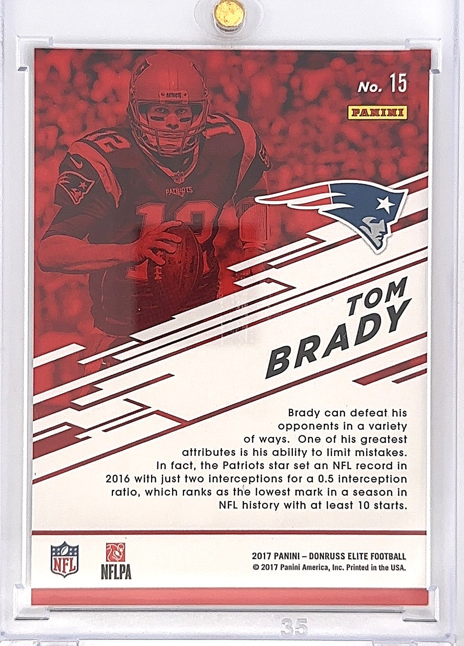 2017 Panini Donruss Elite Spellbound Tom Brady [Green] #15 — back