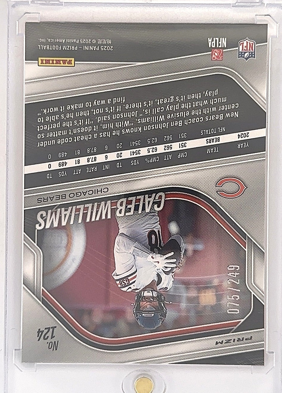 2025 Panini Prizm Caleb Williams [Orange] #124 — back