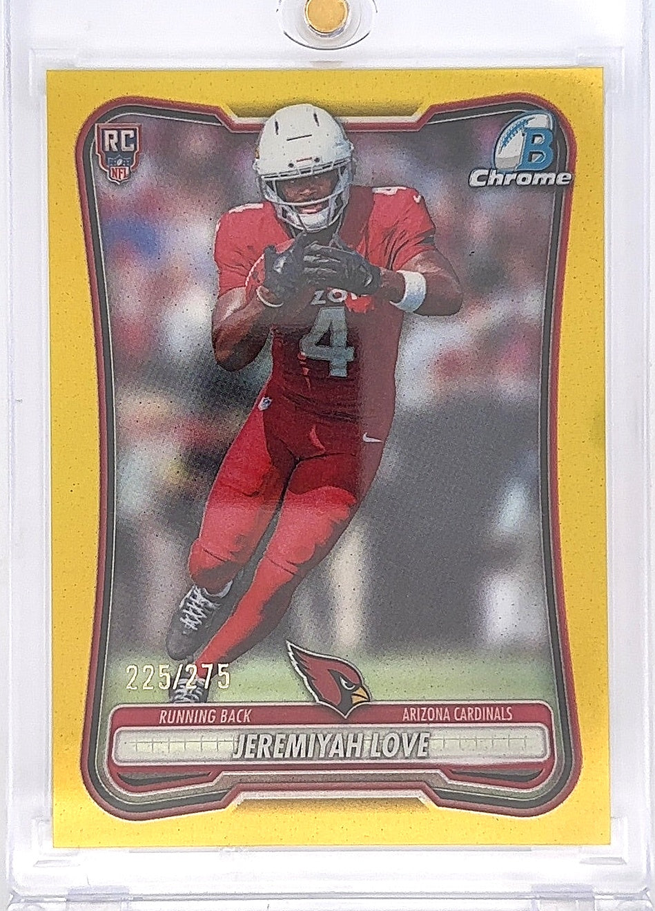 2026 Bowman Chrome NFL Jeremiyah Love [Yellow Refractor] #BCV-143 — front
