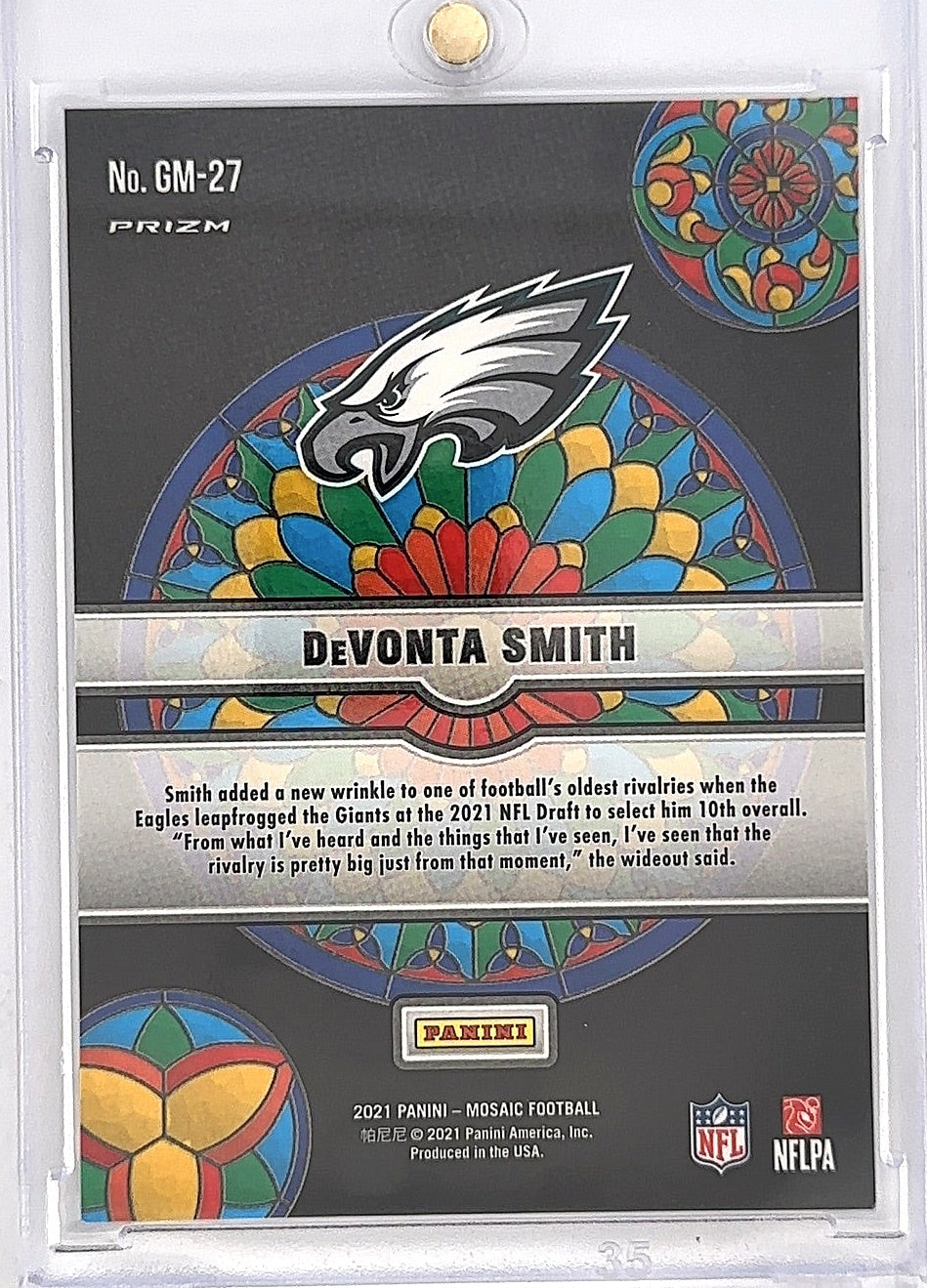 2021 Panini Mosaic Glass DeVonta Smith #GM-27 — back