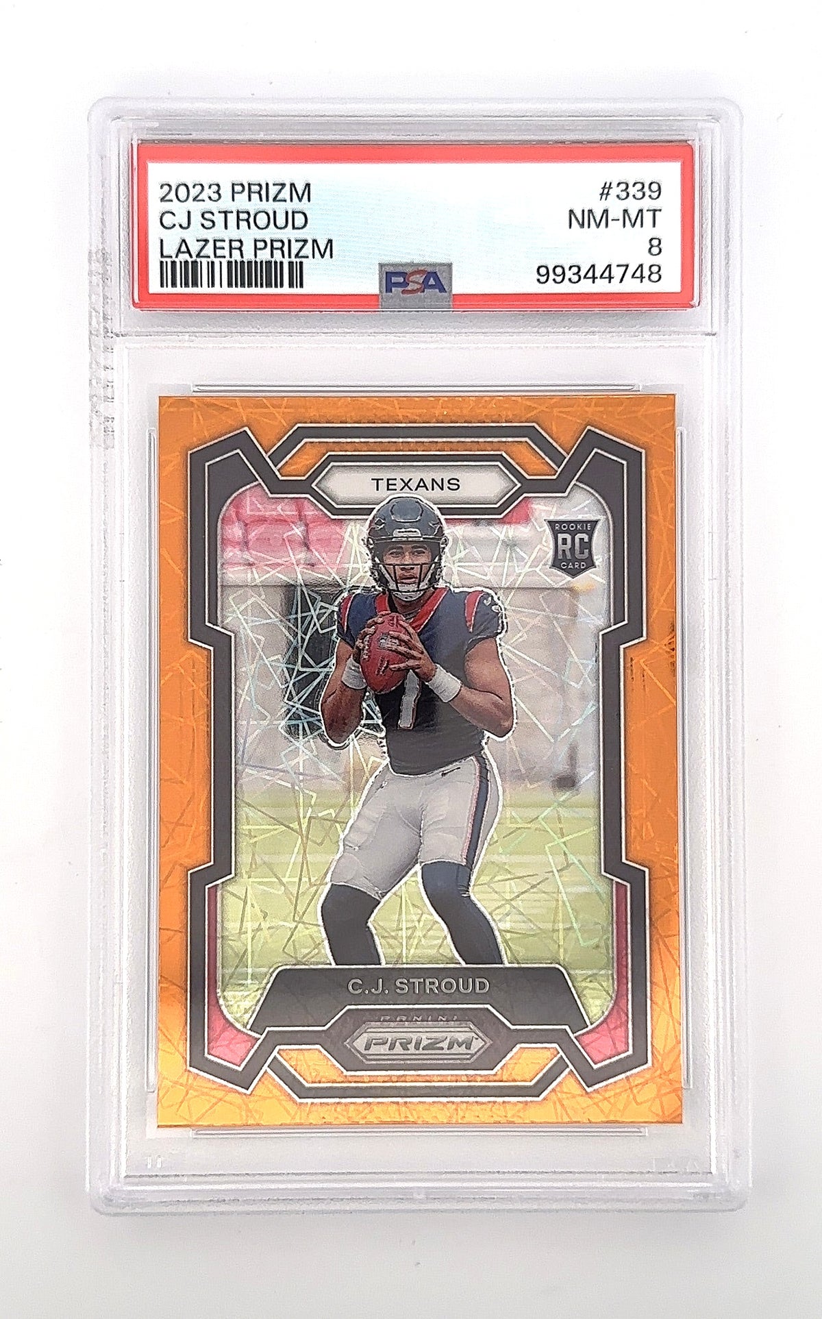 2023 Panini Prizm C. J. Stroud [Orange Lazer] #339 PSA 8 — front