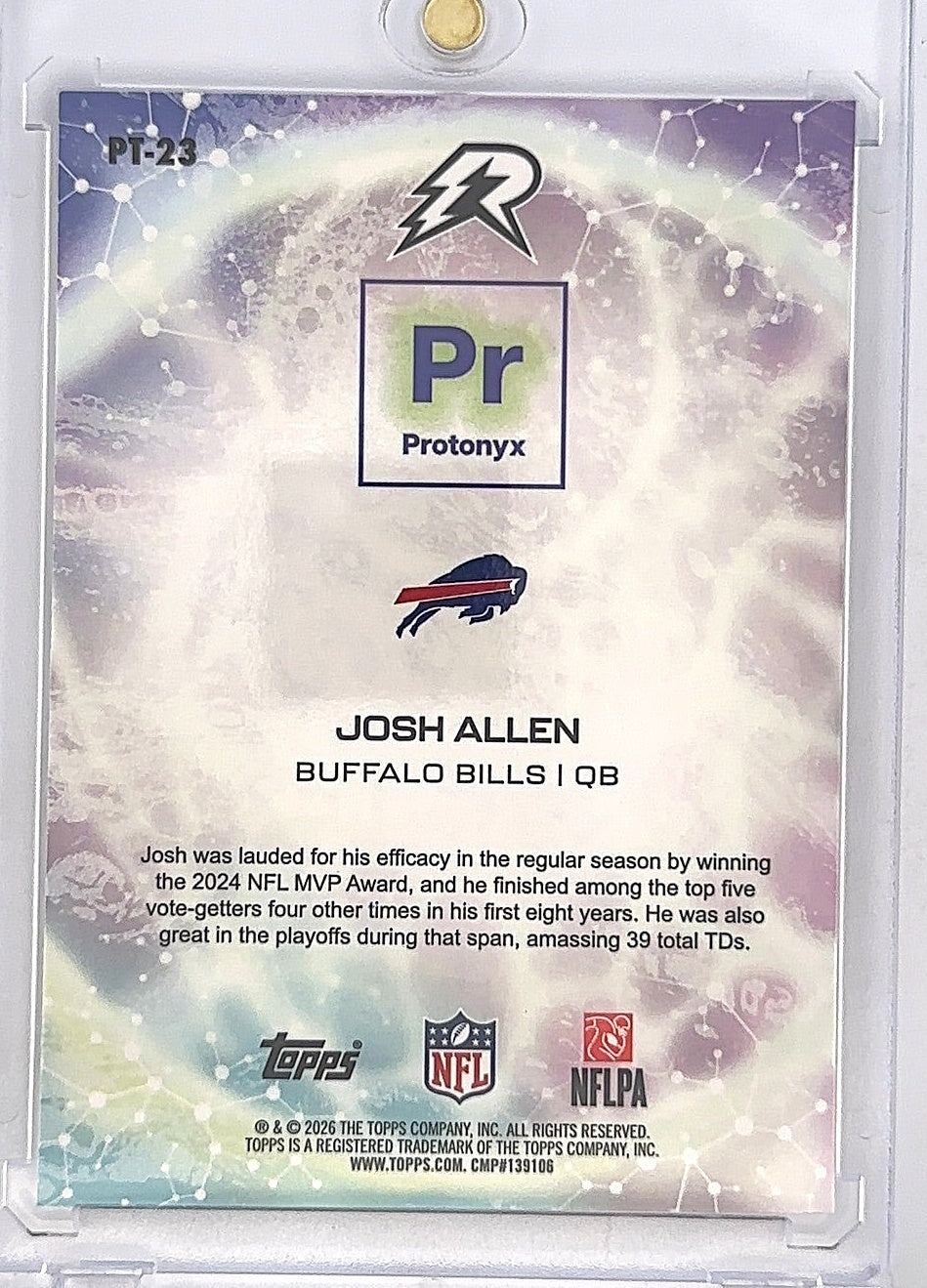 2025 Topps Resurgence Protonyx Josh Allen [Surge] #PT-23 — back