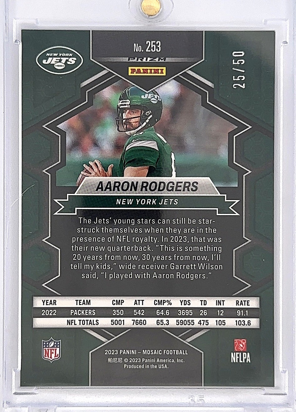 2023 Aaron Rodgers Mosaic National Pride /50 #253 — back