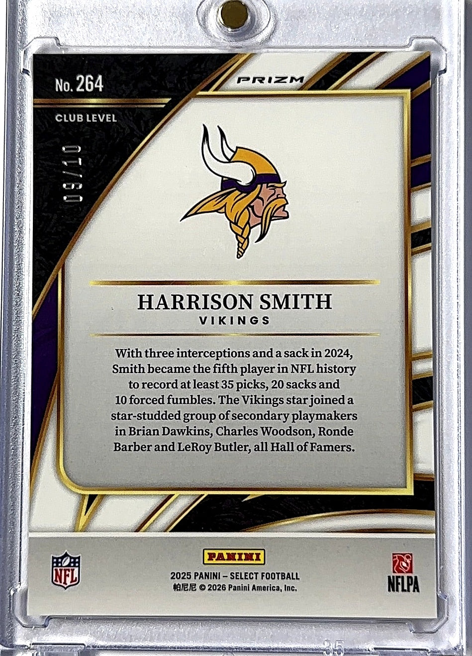 2025 Panini Select Harrison Smith [Gold Disco Prizm] #264 — back