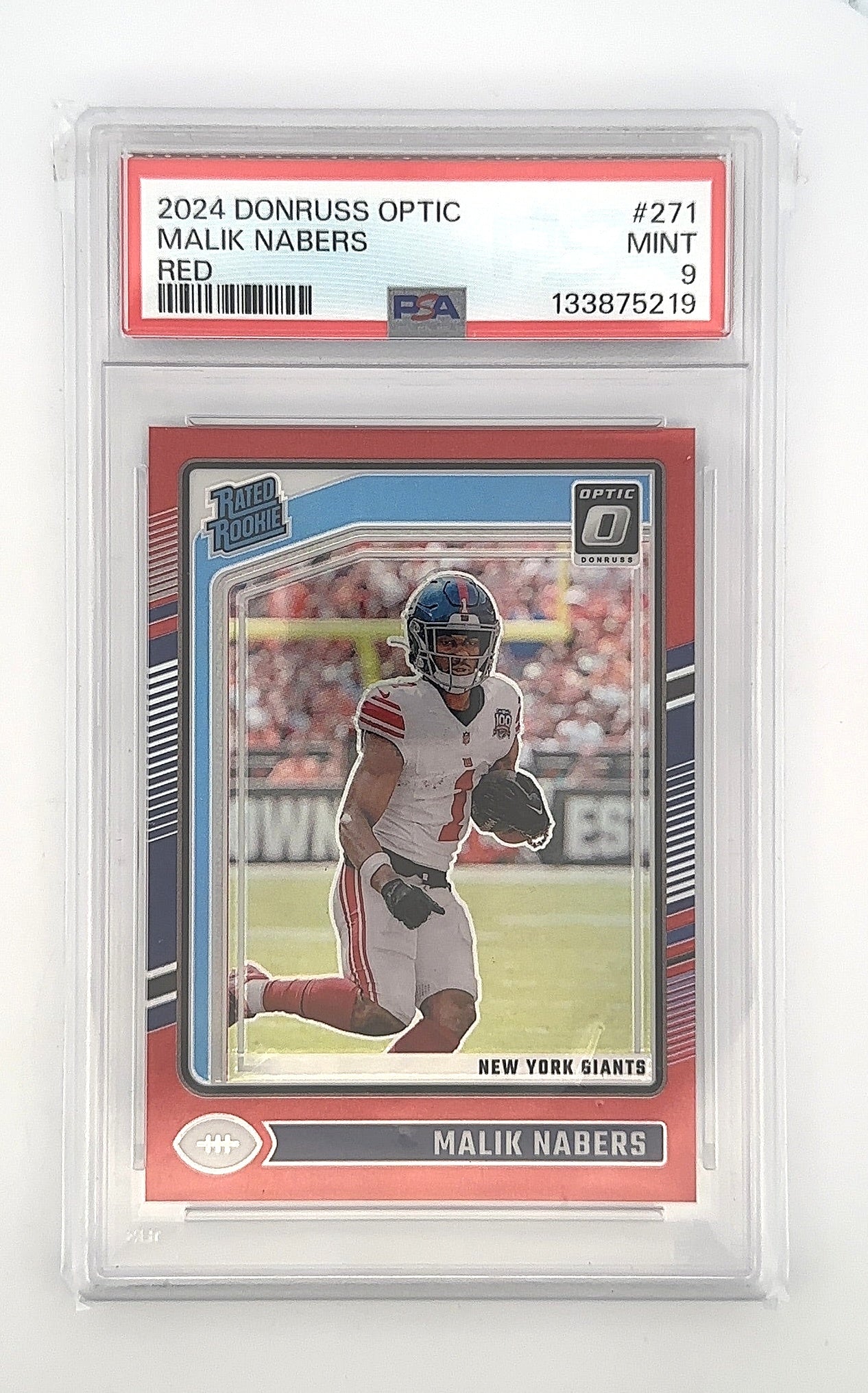 2024 Panini Donruss Optic Malik Nabers [Red] #271 PSA 9 — back