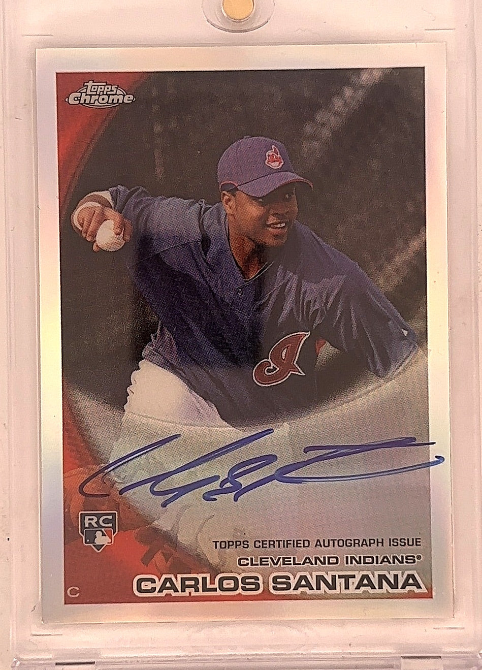 2010 Topps Chrome Carlos Santana [Autograph] #198 — front