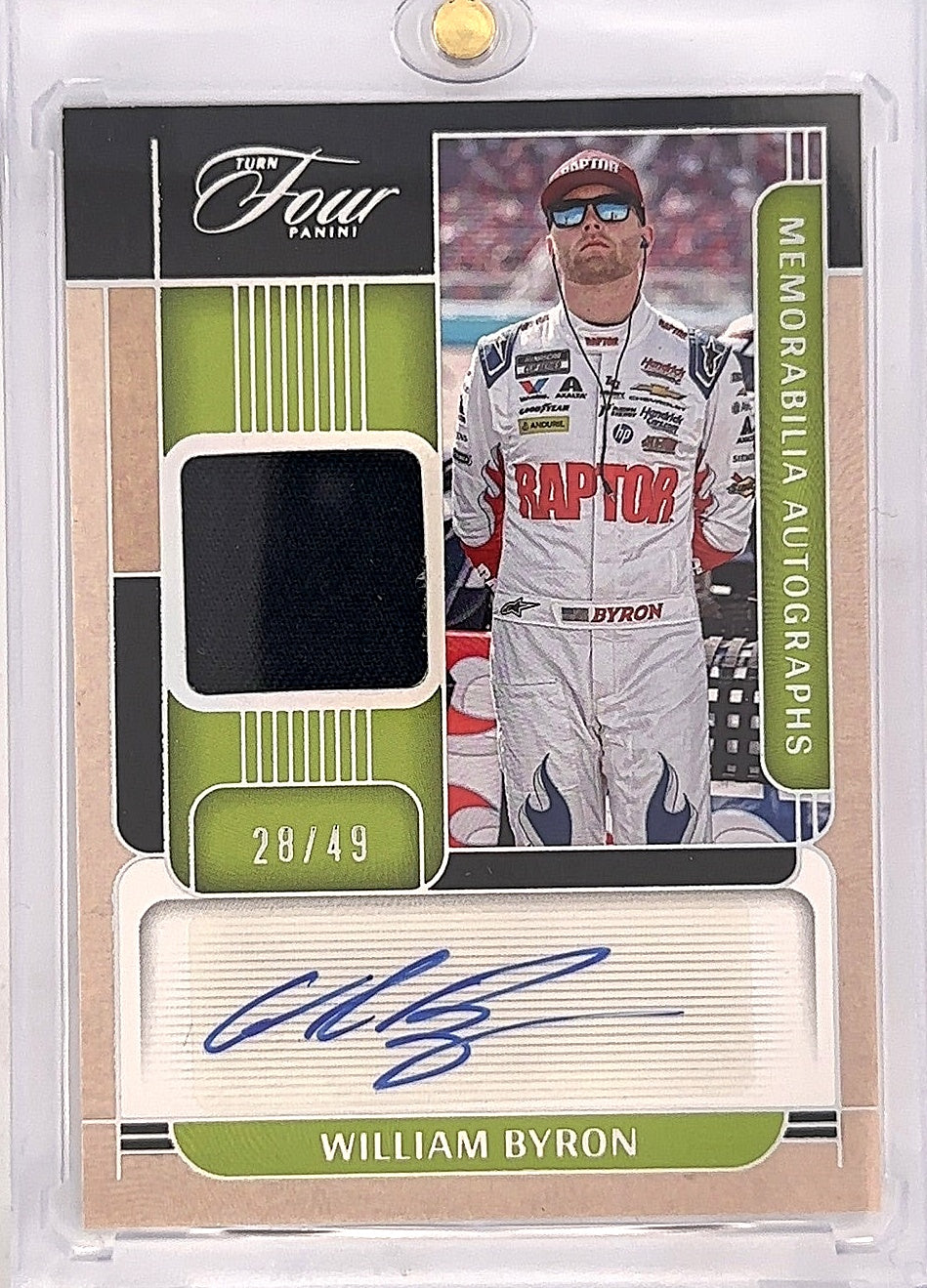 William Byron Turn Four Memorabilia Autograph /49 — front