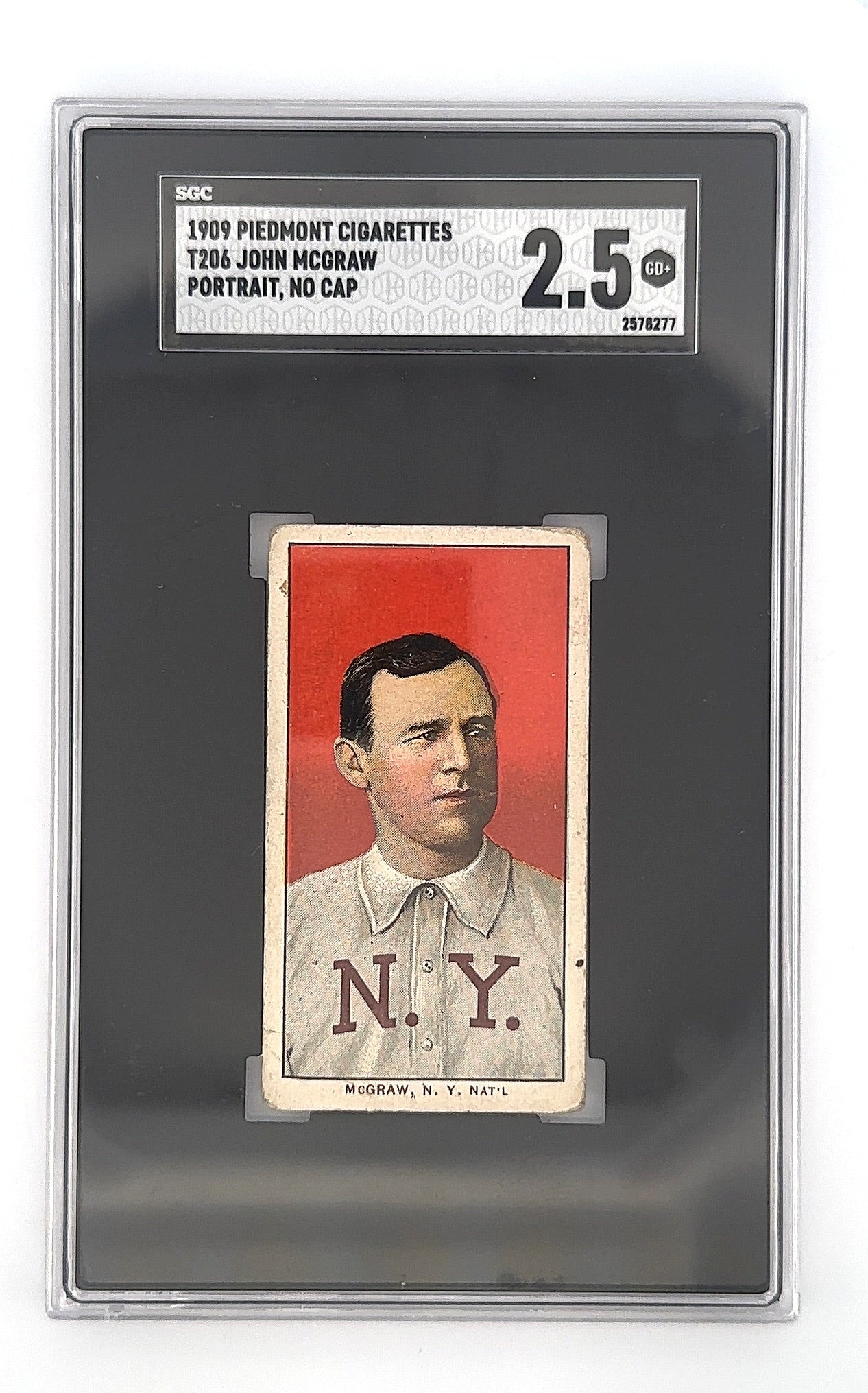 1909 T206 Piedmont 350 John Mcgraw [No Cap] SGC 2.5 — front