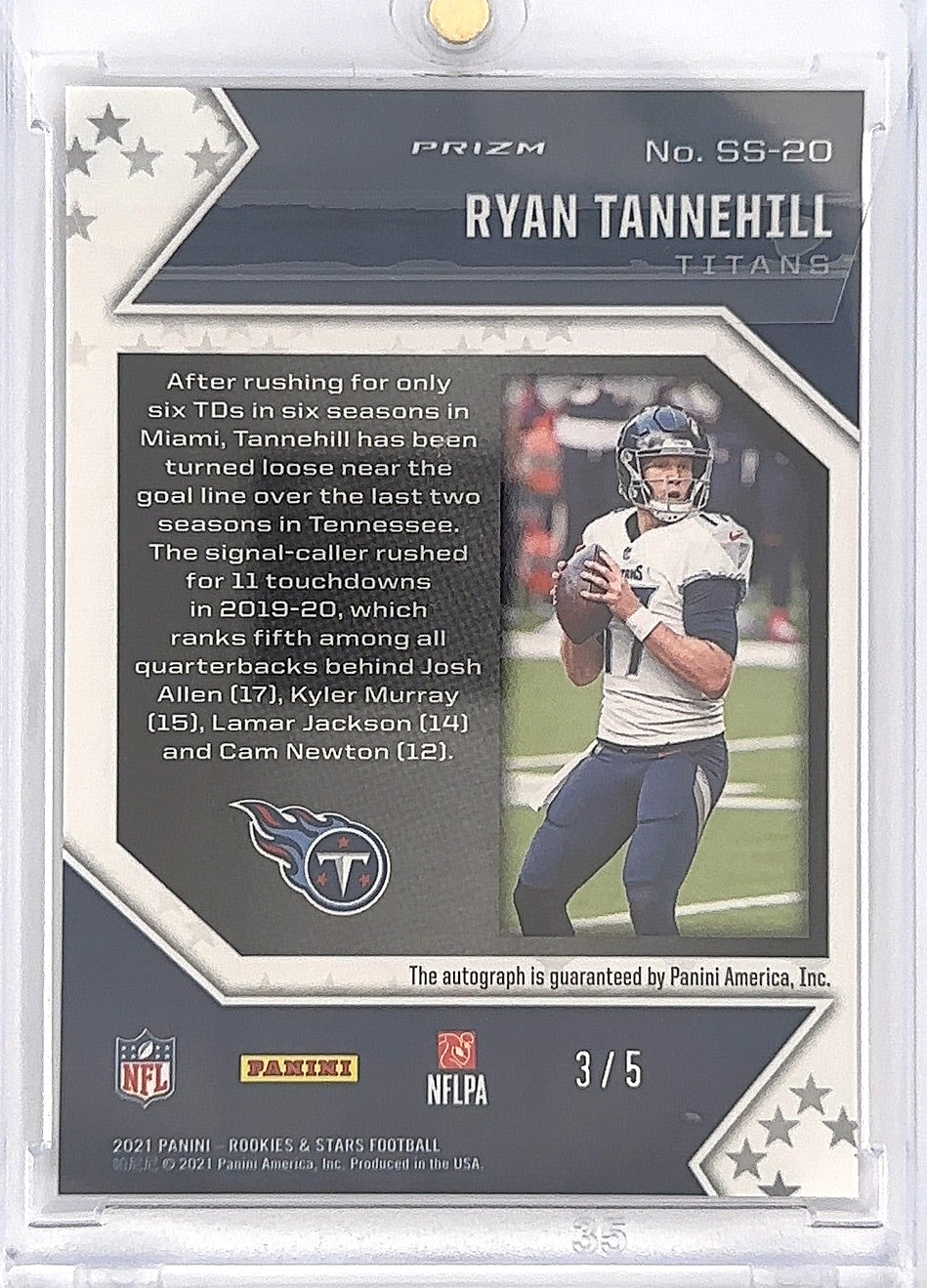 2021 Ryan Tannehill Prizm Rookies & Stars Auto /5 #SS-20 — back