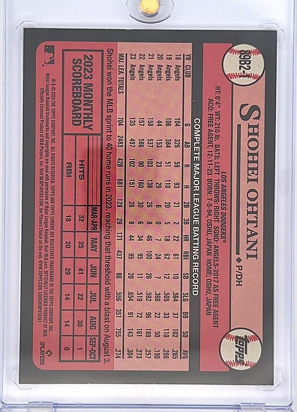 2024 Topps 1989 Mega Box Foilboard Shohei Ohtani #89B2-1 — back