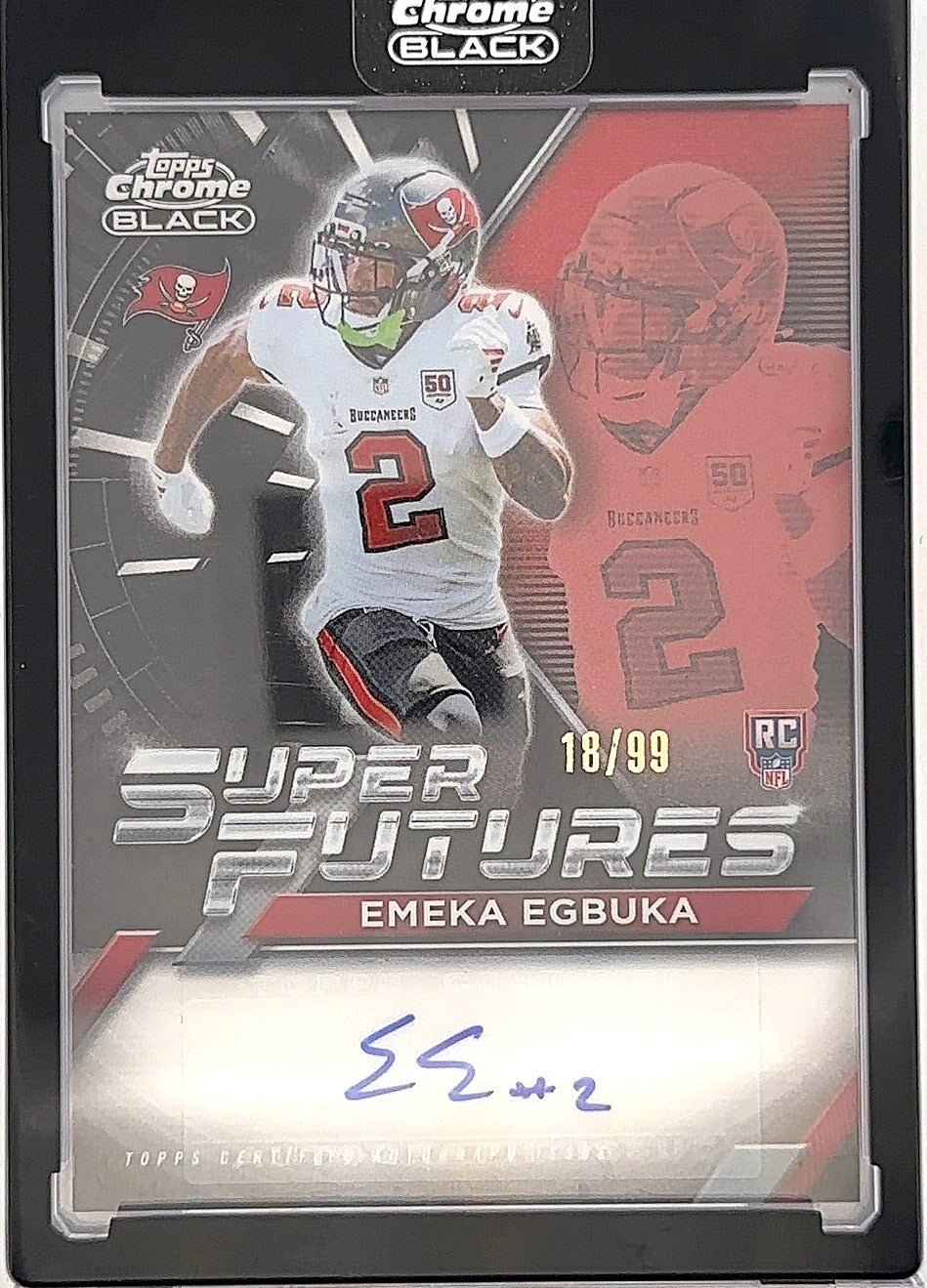 2025 Topps Chrome Black Super Futures Autograph Emeka Egbuka [Refractor] #SFA-EE — front
