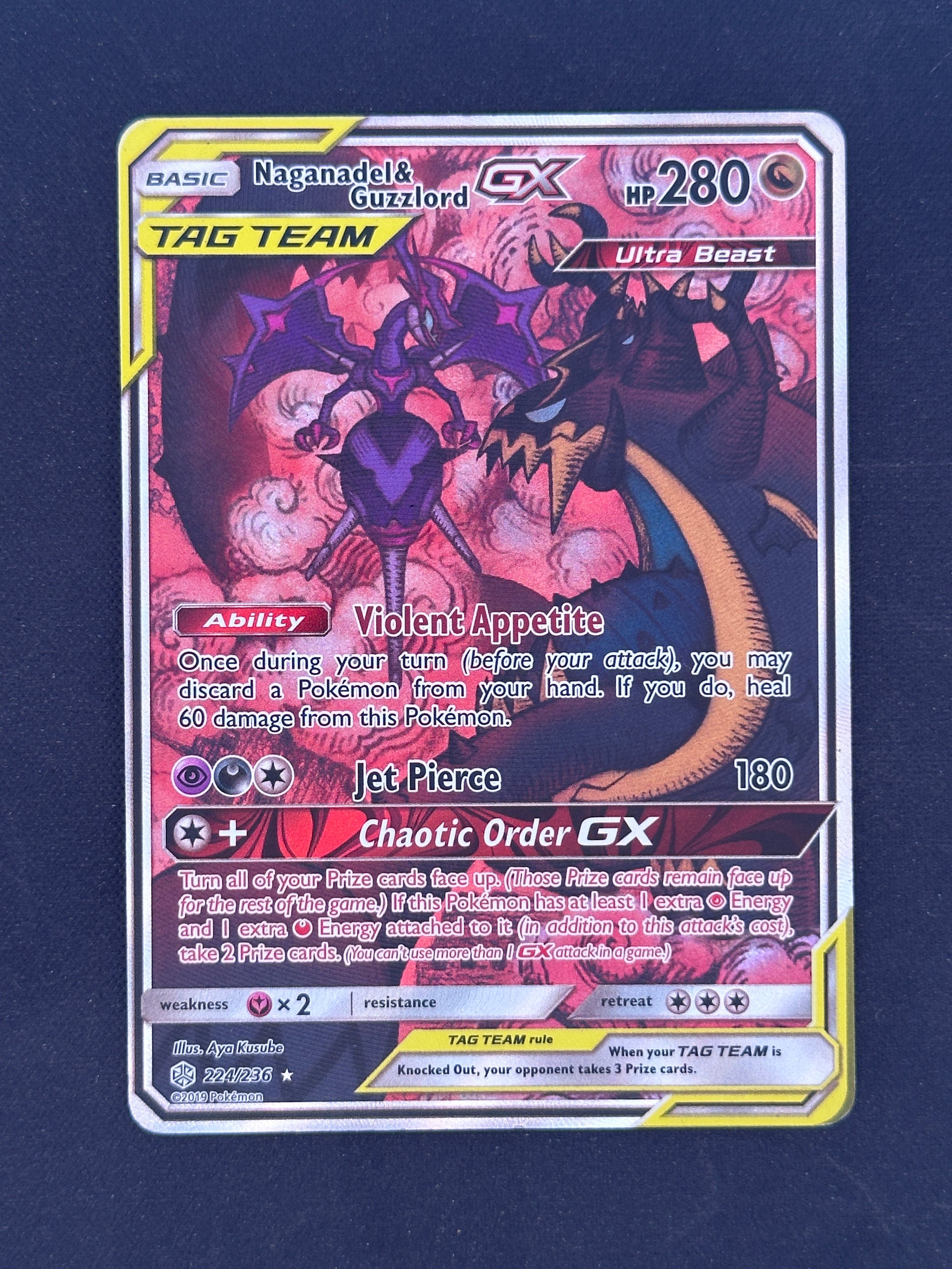 Naganadel & Guzzlord GX (Alternate Full Art) SM - Cosmic Eclipse #224/236 — front