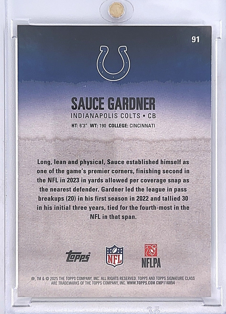Sauce Gardner 2/5 Topps 2025 — back