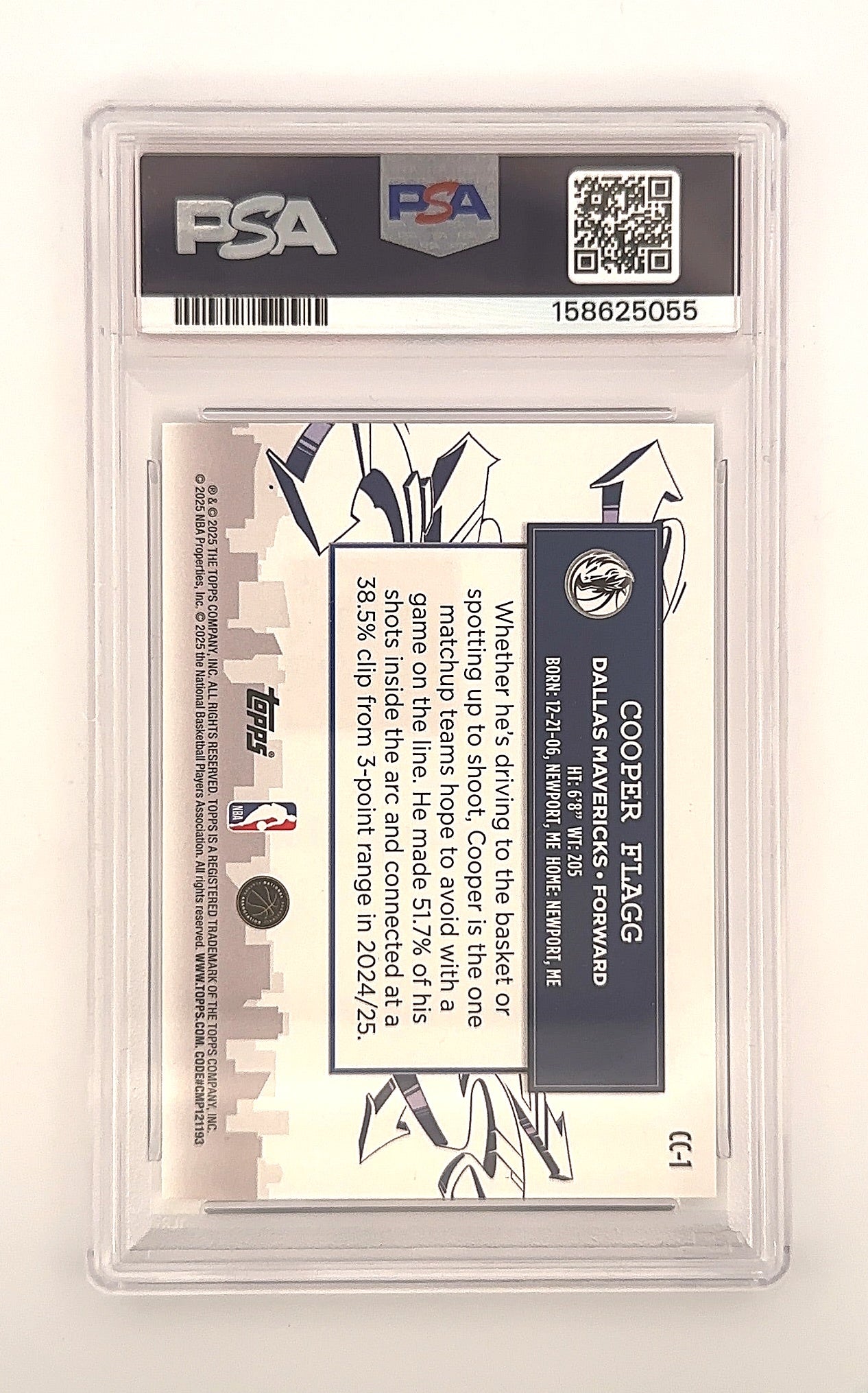 2025 Topps Clutch City Prospect Cooper Flagg #CC-1 PSA 9 — back