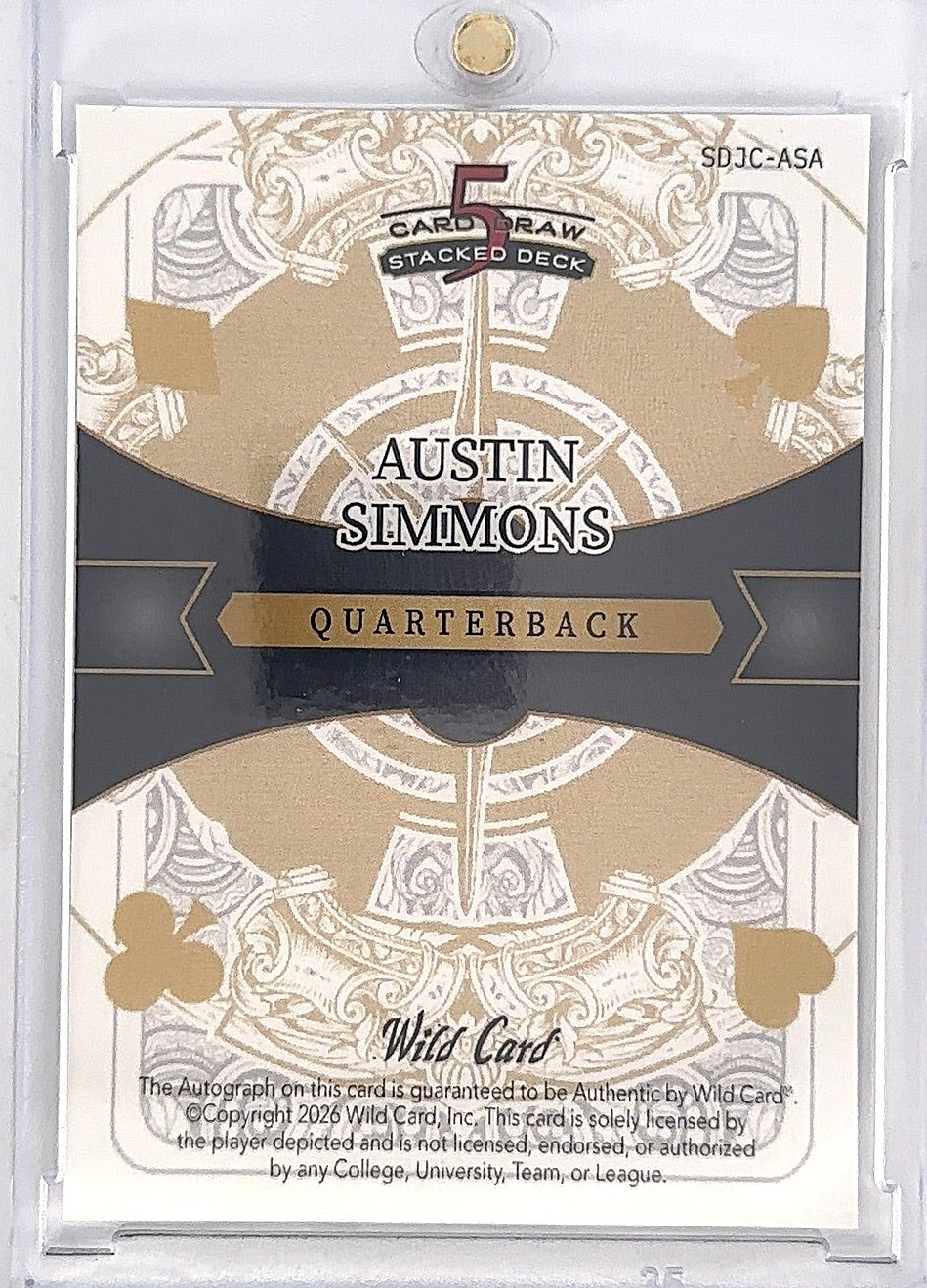 Austin Simmons Wild Card 1/1 — back