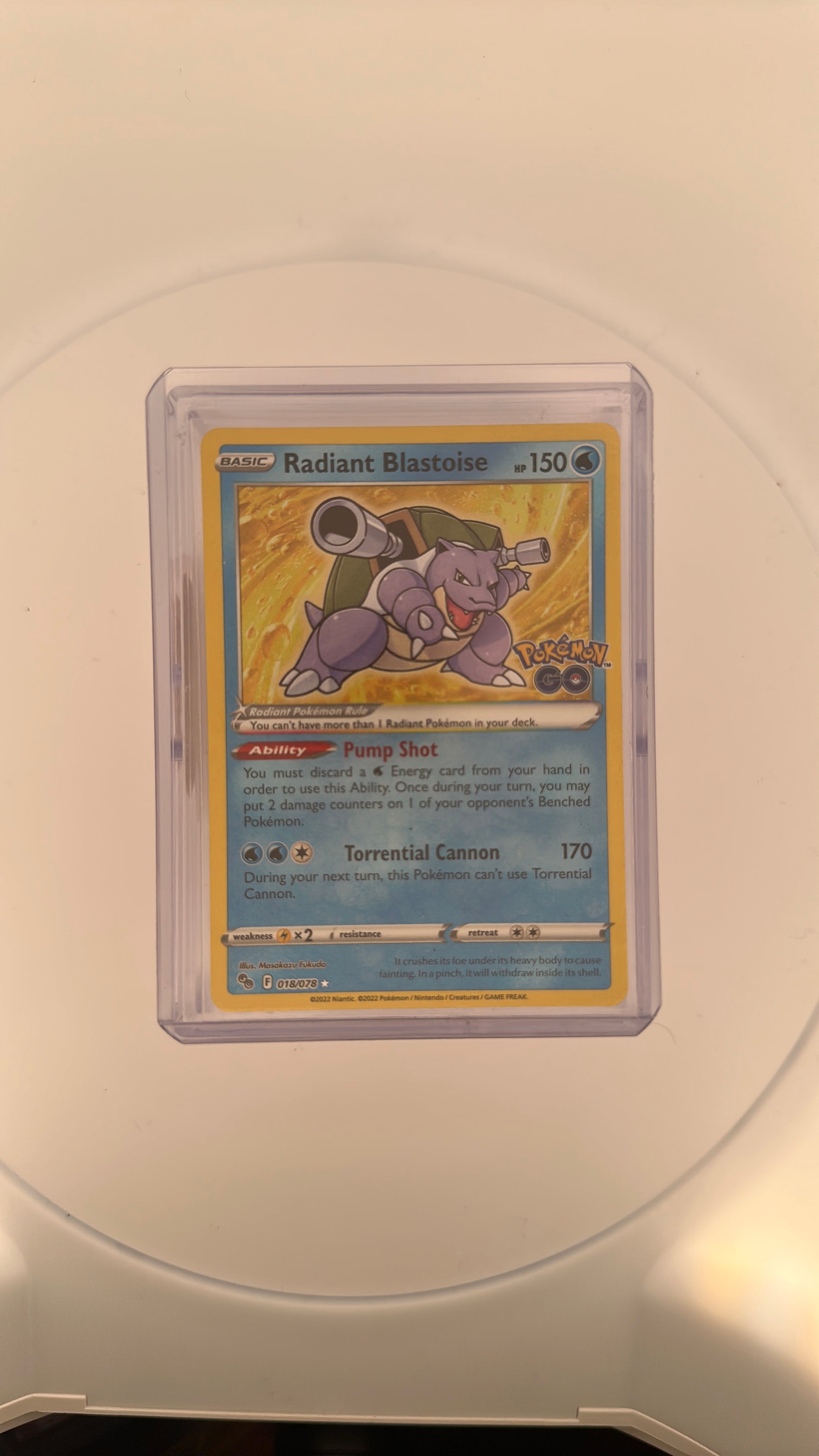 Radiant Blastoise Pokemon GO #018/078 — front