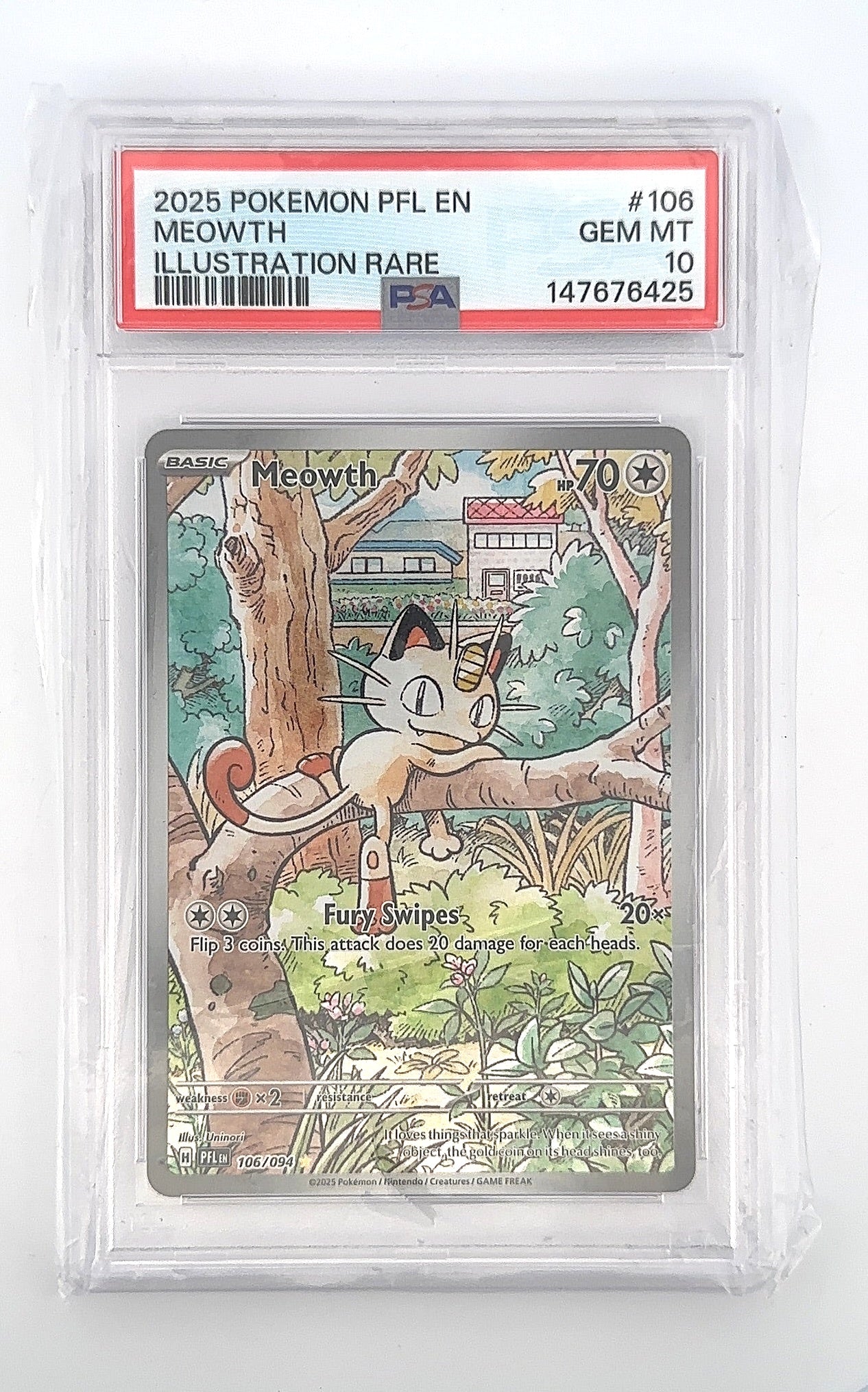 Meowth #106 Illustration Rare PSA GEM MT 10 — front