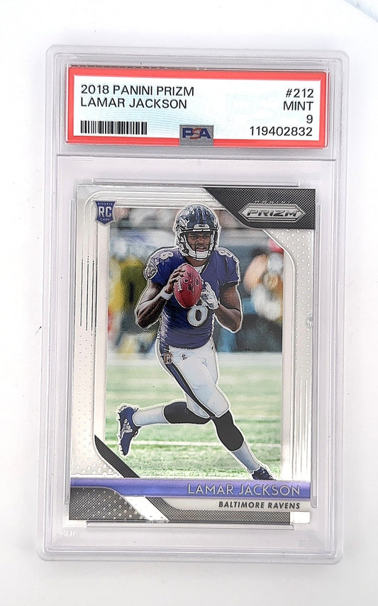 2018 Panini Prizm Lamar Jackson #212 PSA 9 — front