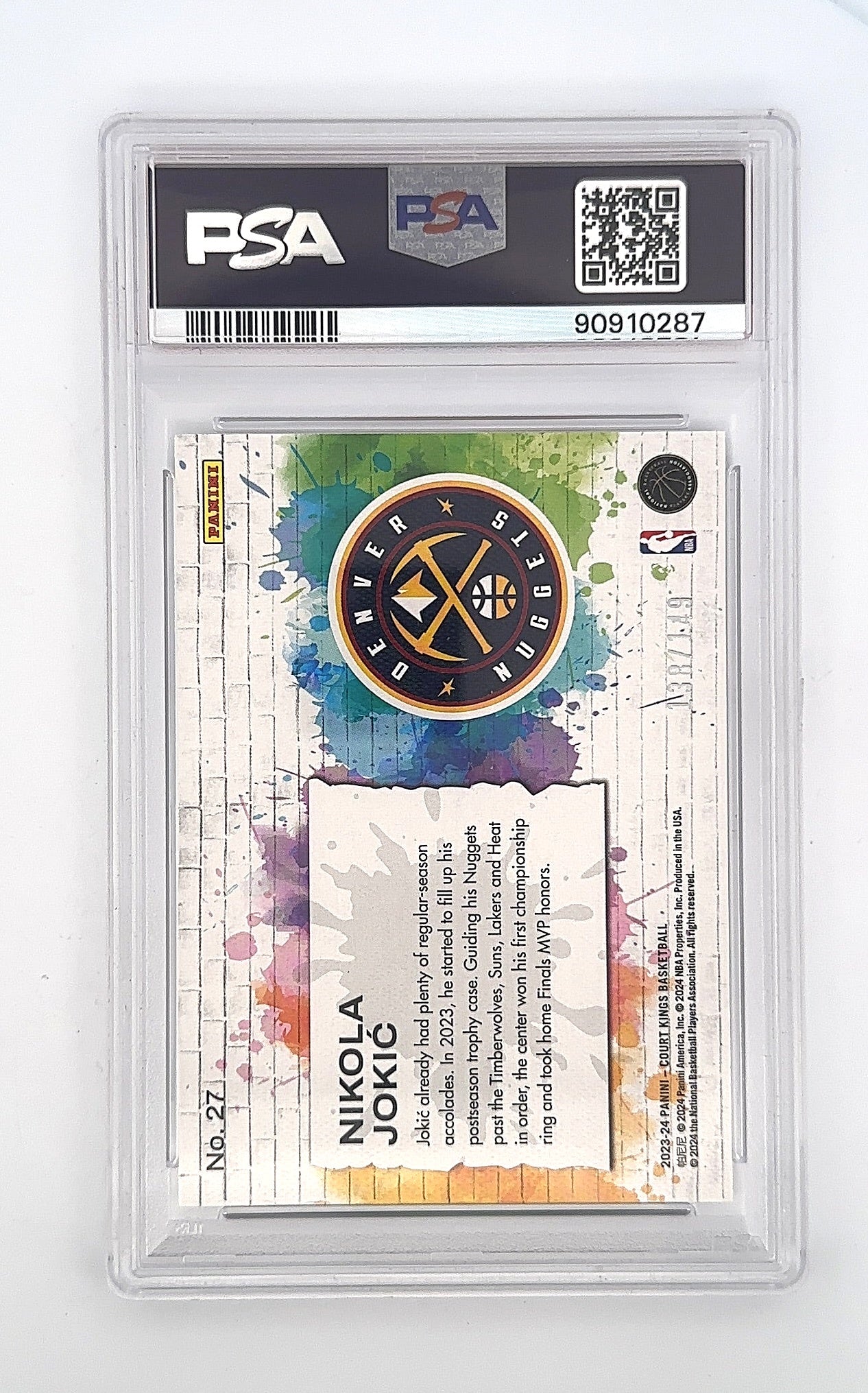 2023 Panini Court Kings Self Expression Ruby Nikola Jokic #27 PSA 10 — back